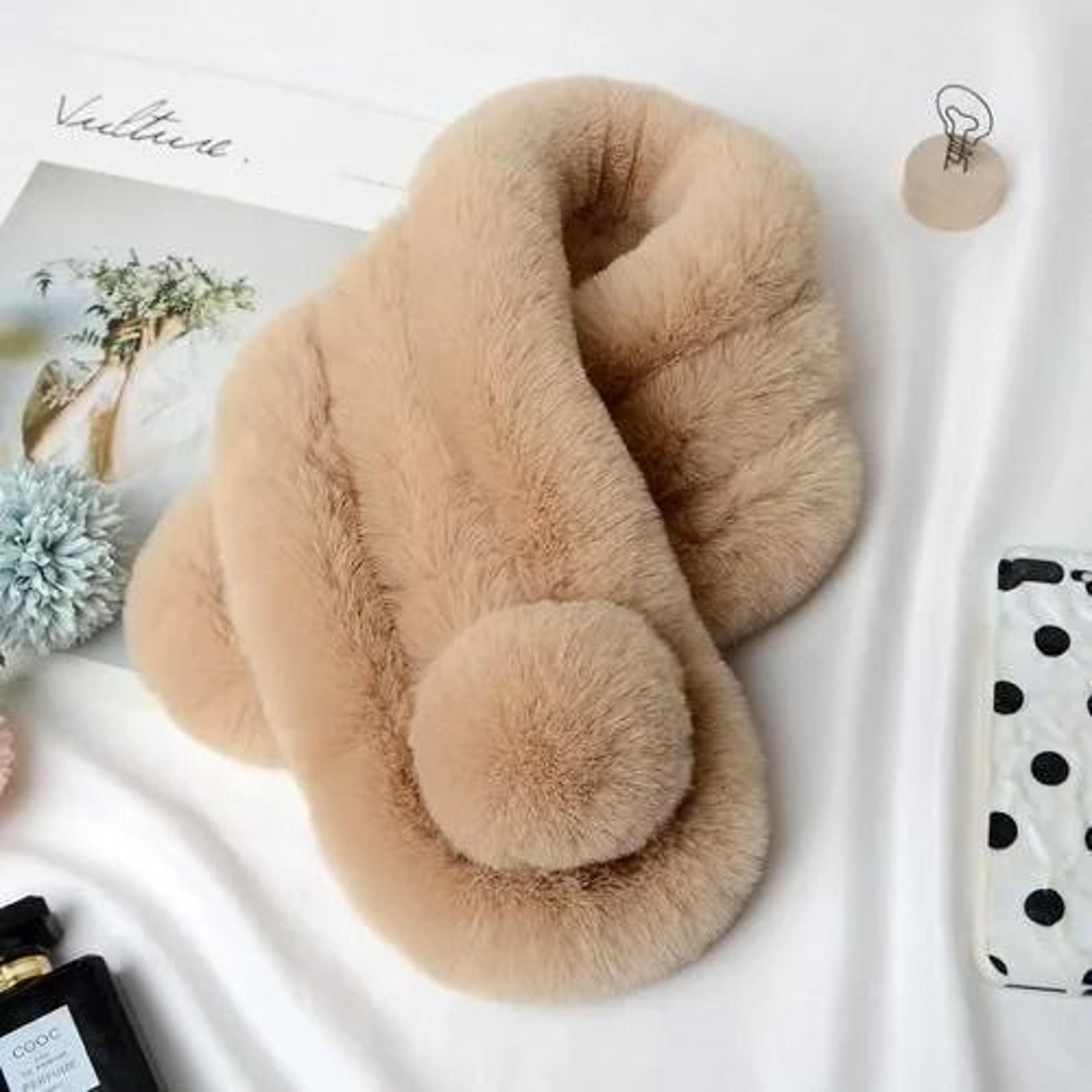 Womens Plush Rabbit Fur Neck Warmer