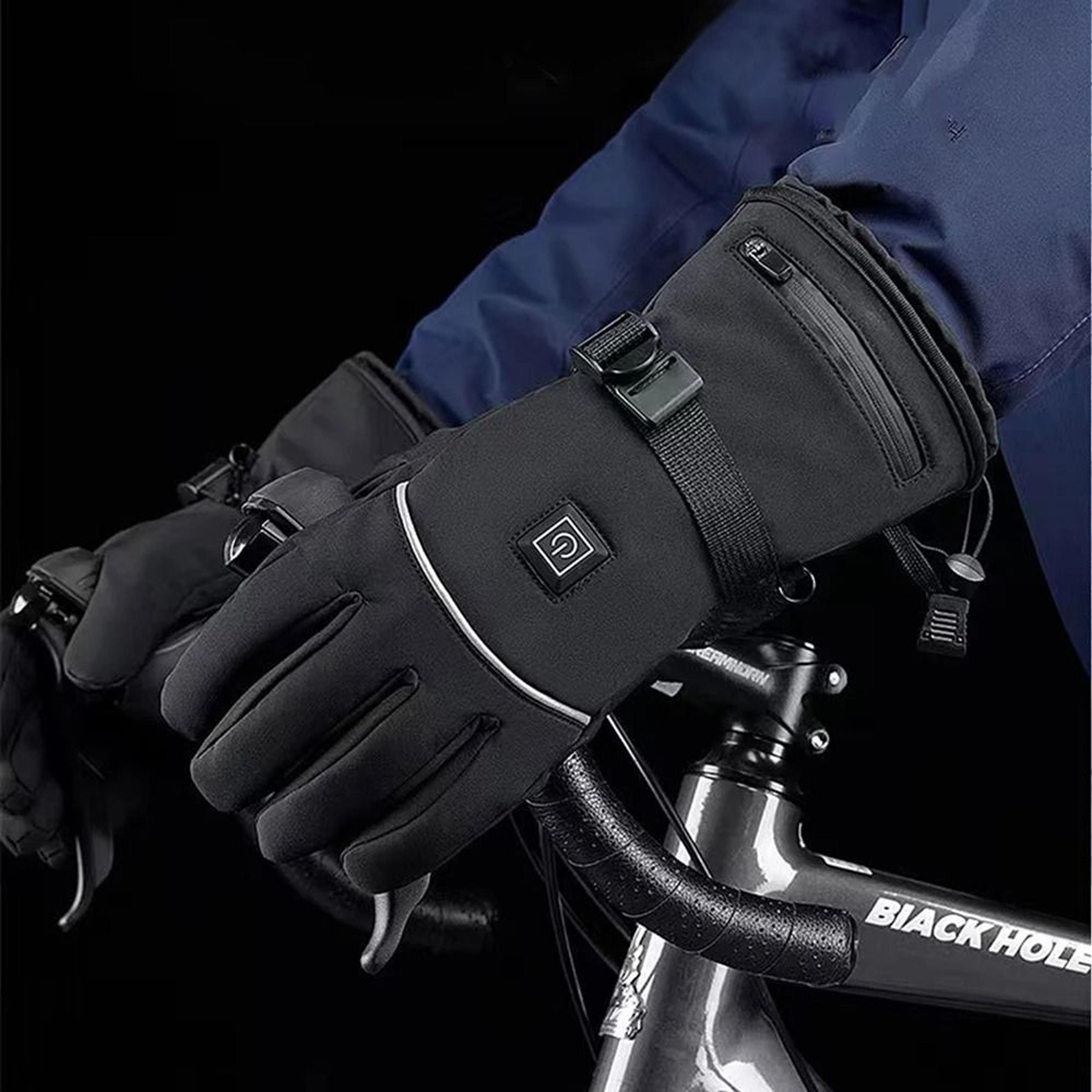 rechargeable heated motorcycle gloves - waterproof, touch screen, winter thermal ski gloves