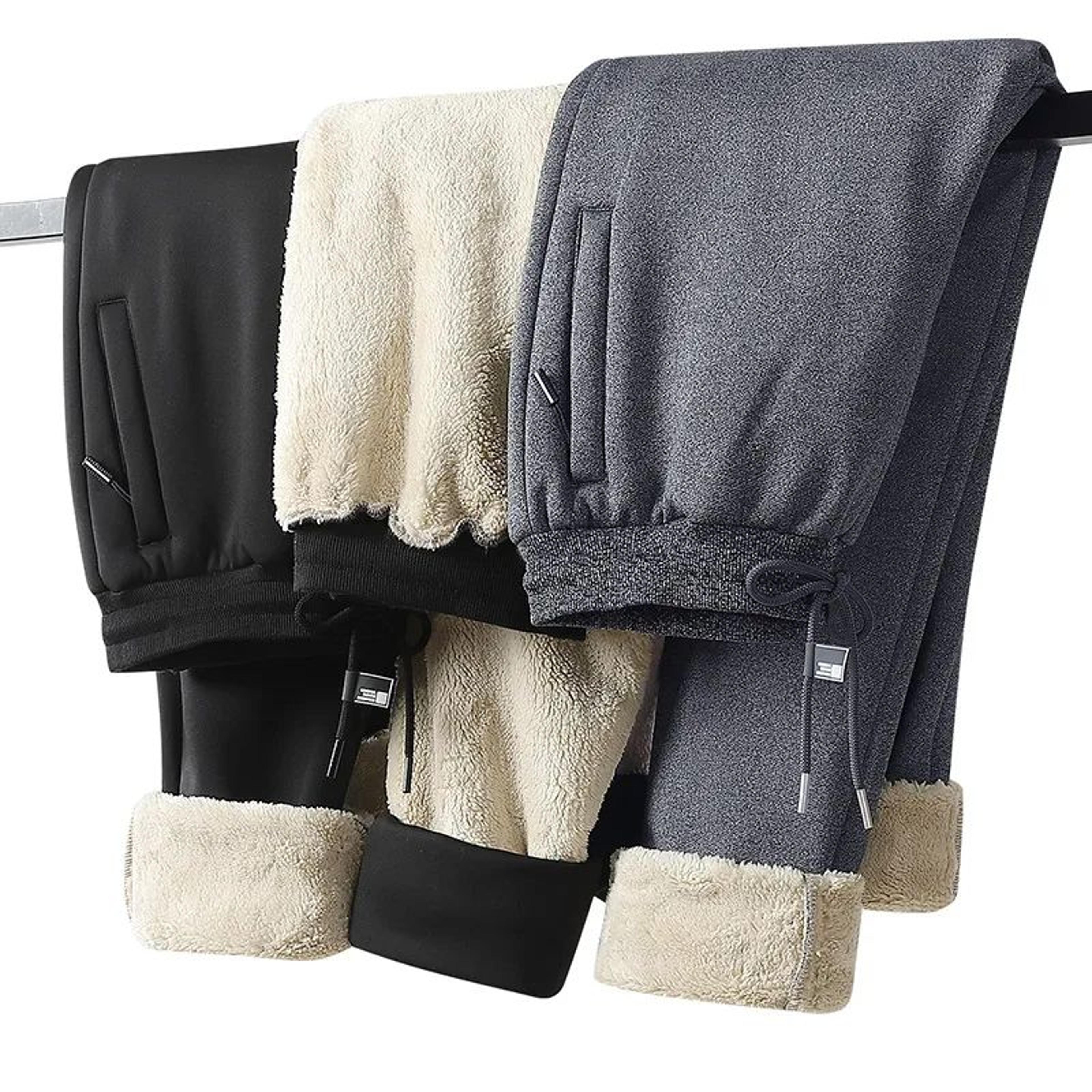 Mens Cashmere Joggers Winter Fleece Lined Jogger Pants Warm Thick Casual Sports Pants 2