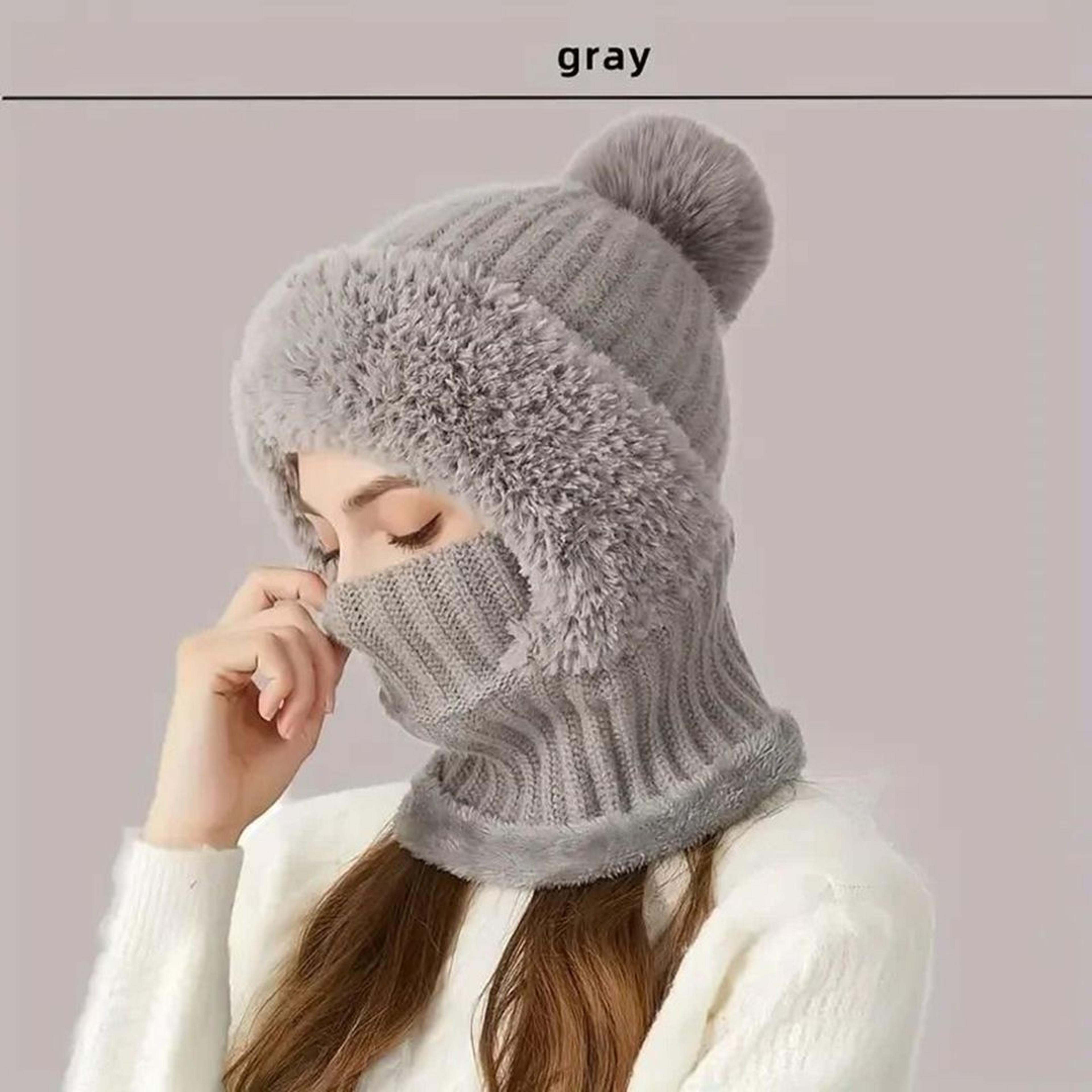 AllinOne Winter Head Cover With BuiltIn Neck Warmer FleeceLined Hat For Cold Wind Protection 3
