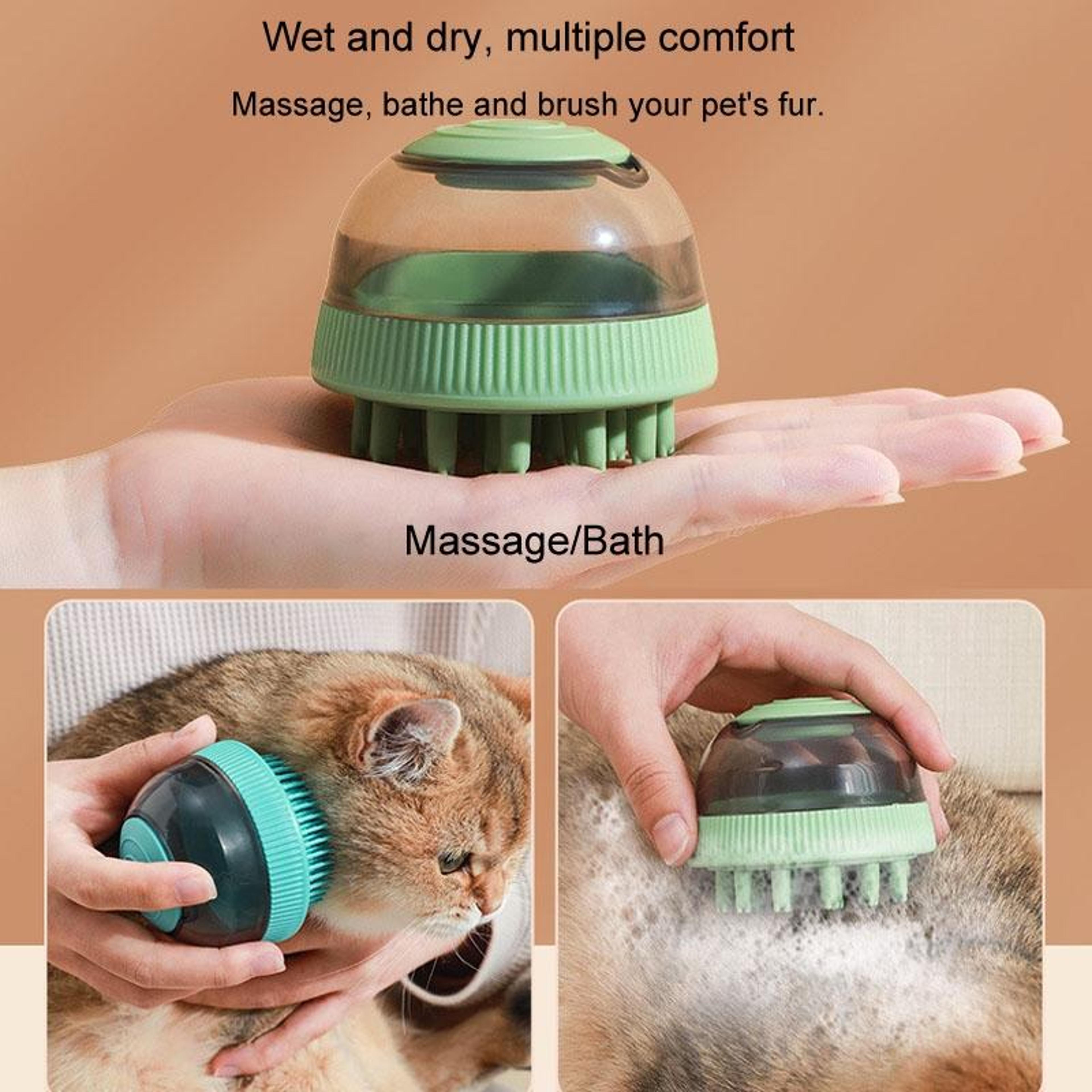 Refillable Pet Bath Brush With Shampoo Dispenser For Dogs And Cats 3