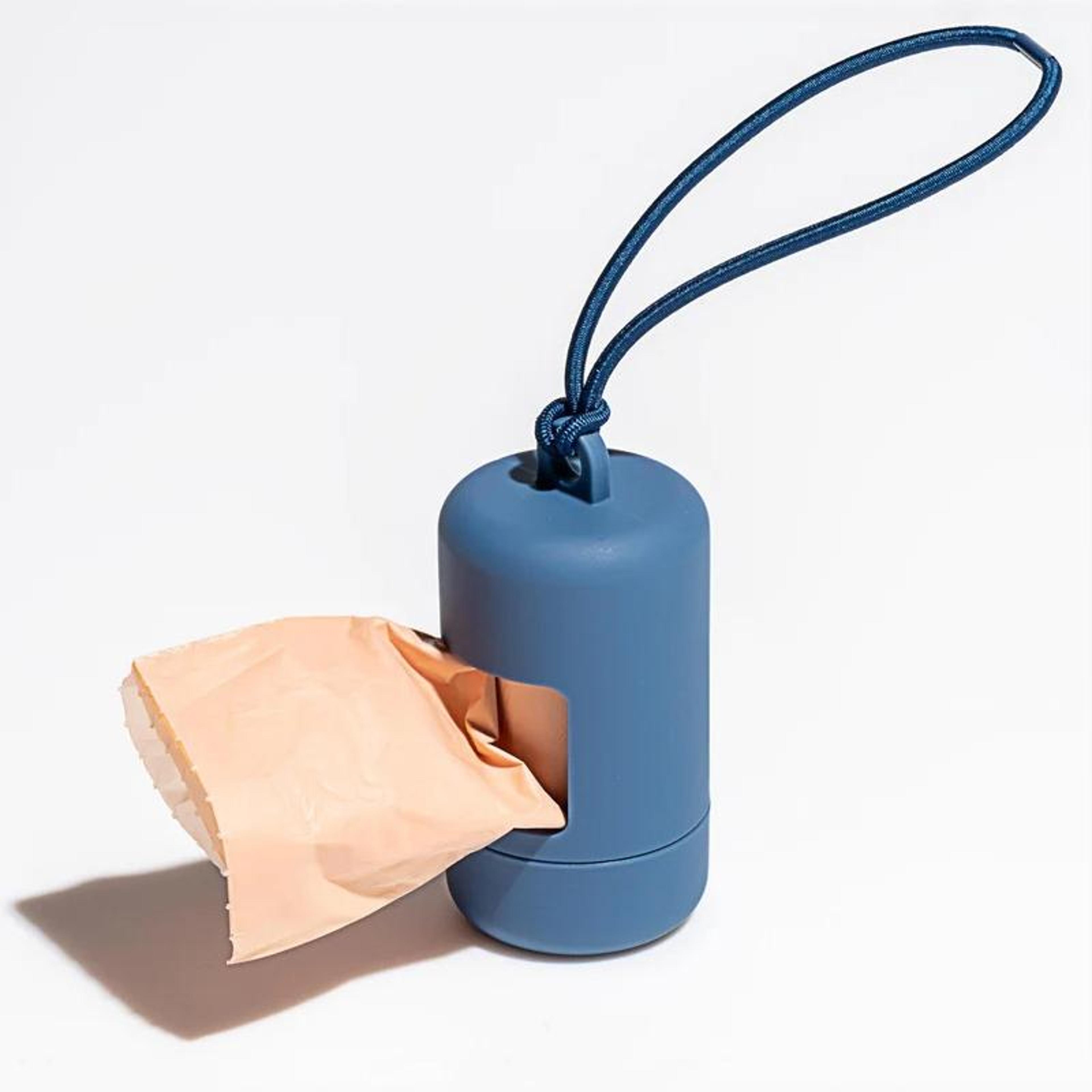 navy blue dog poop bag dispenser portable dog waste bag holder for walks