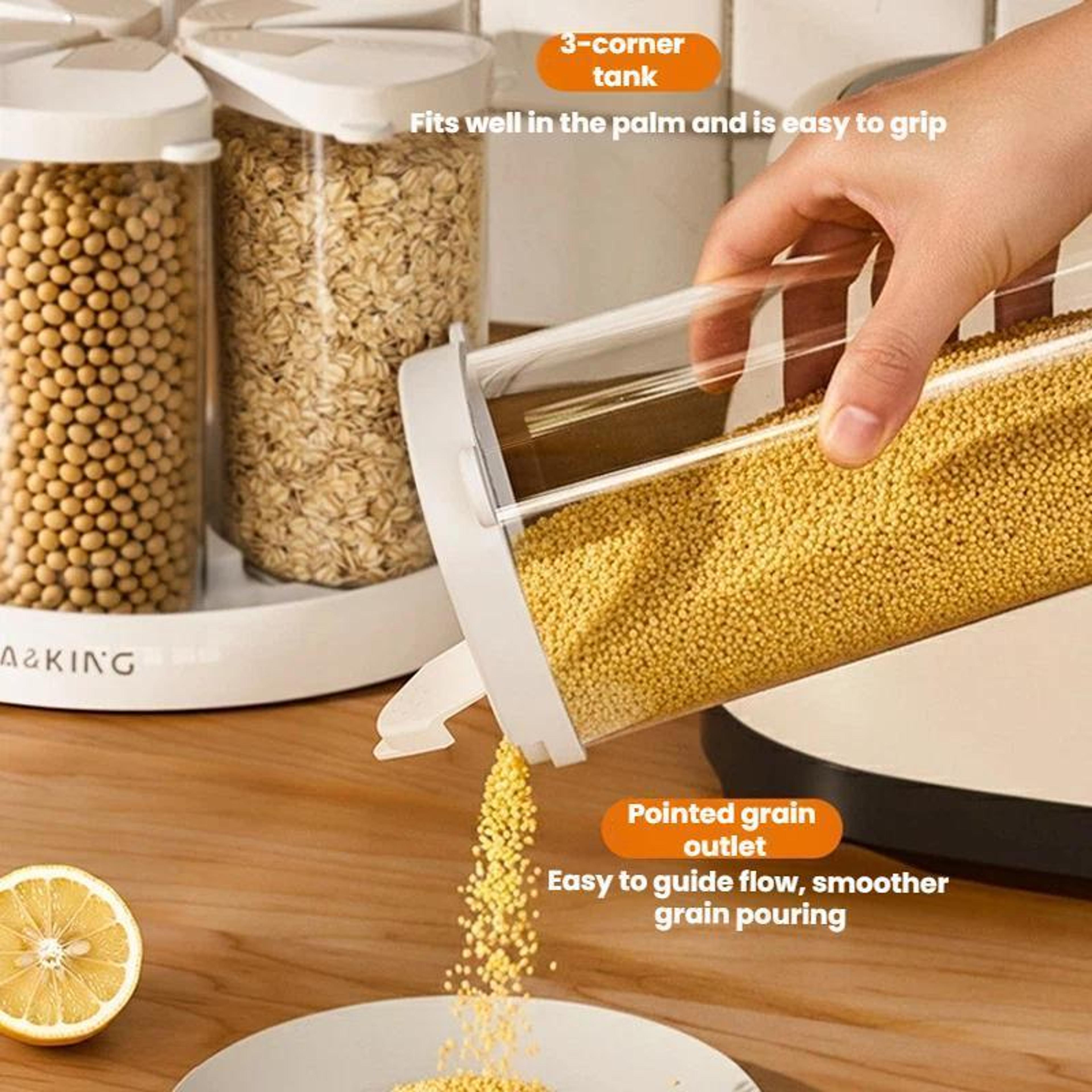 Rotatable Moistureproof  Dustproof Kitchen Storage Container For Cereal Coffee Beans And More 5