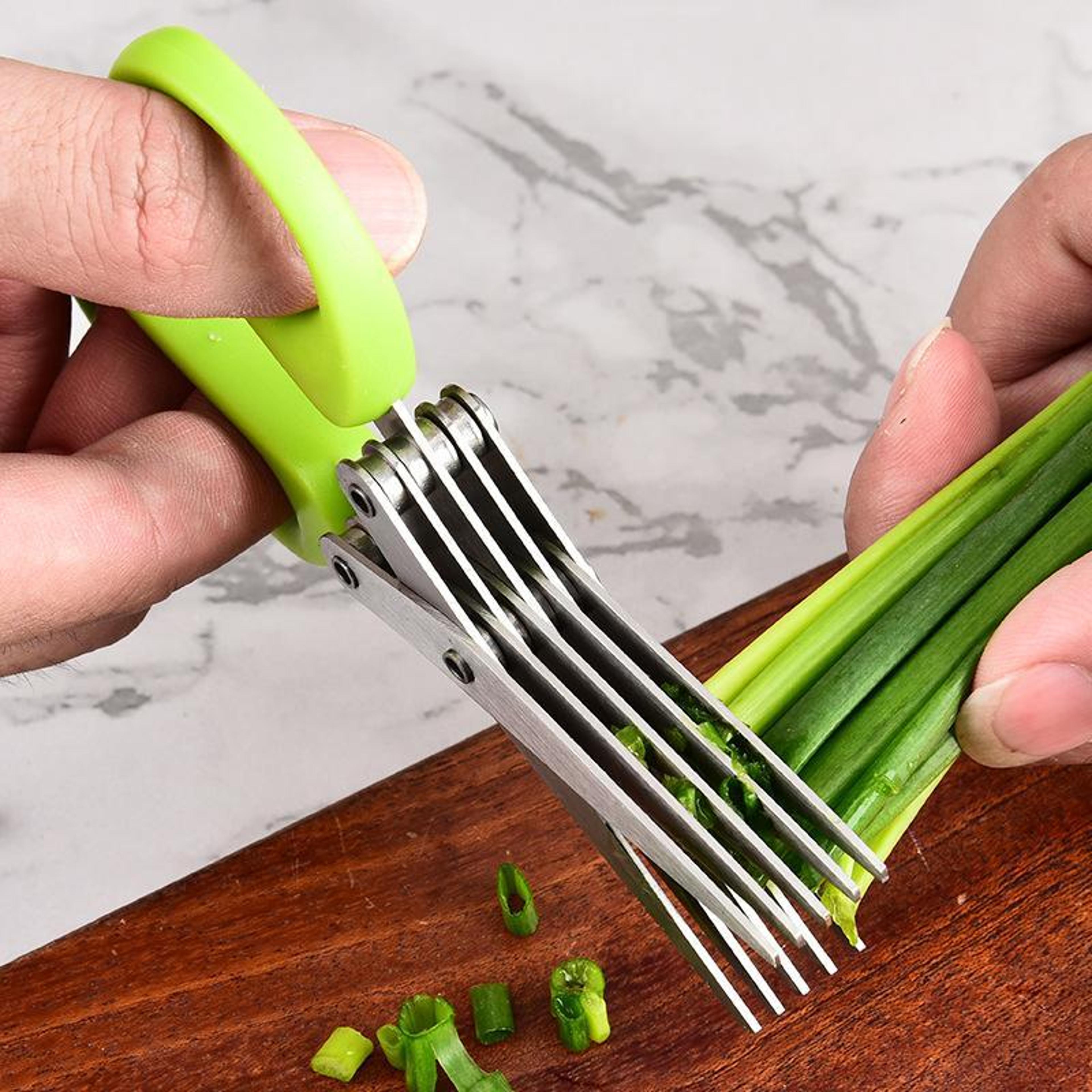 Multi Function Stainless Steel Scallion Scissors For Kitchen MultiBlade Herb  Vegetable Cutter 2