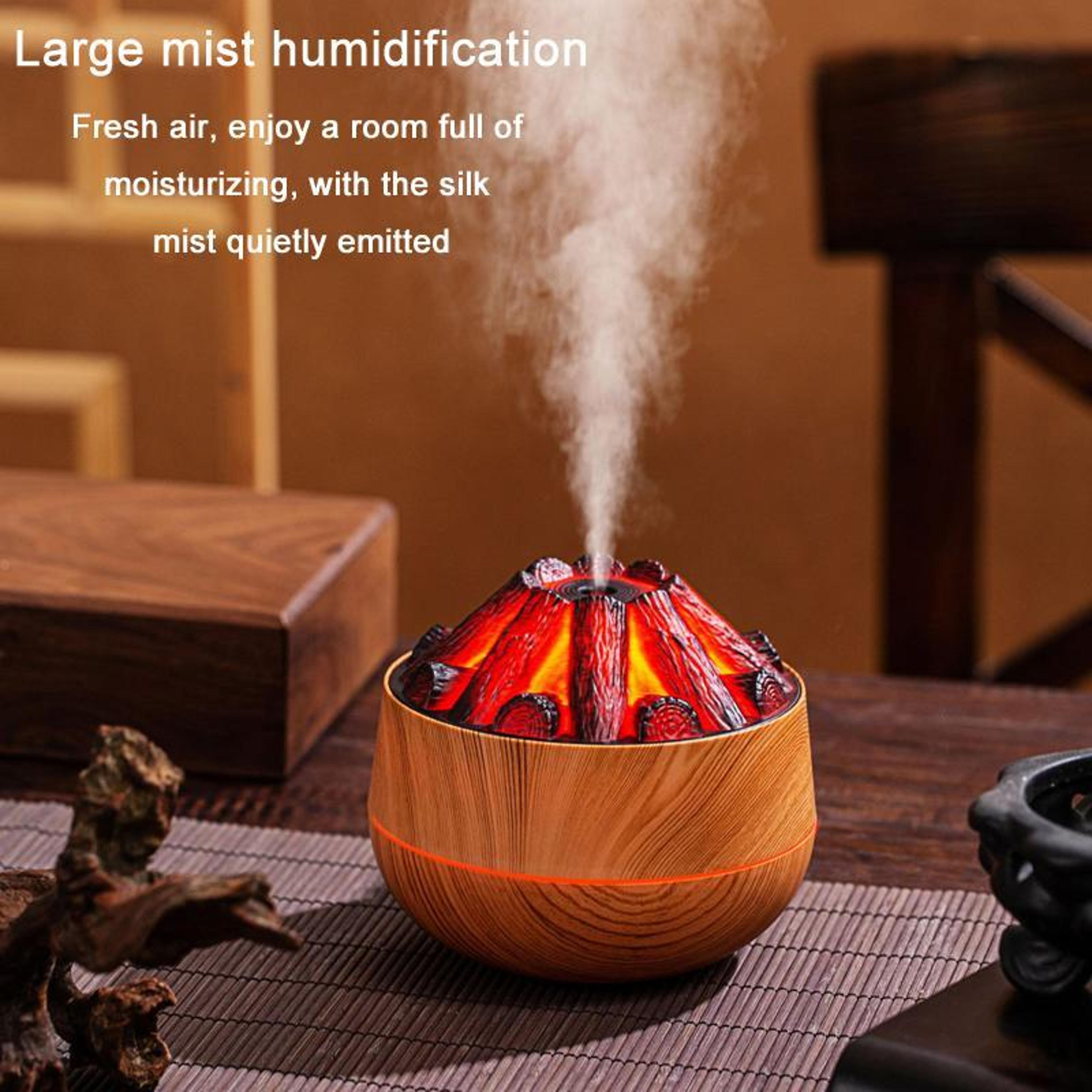 Simulated Charcoal Fire USB Humidifier Night Light With Large Mist  Flame Effect 4