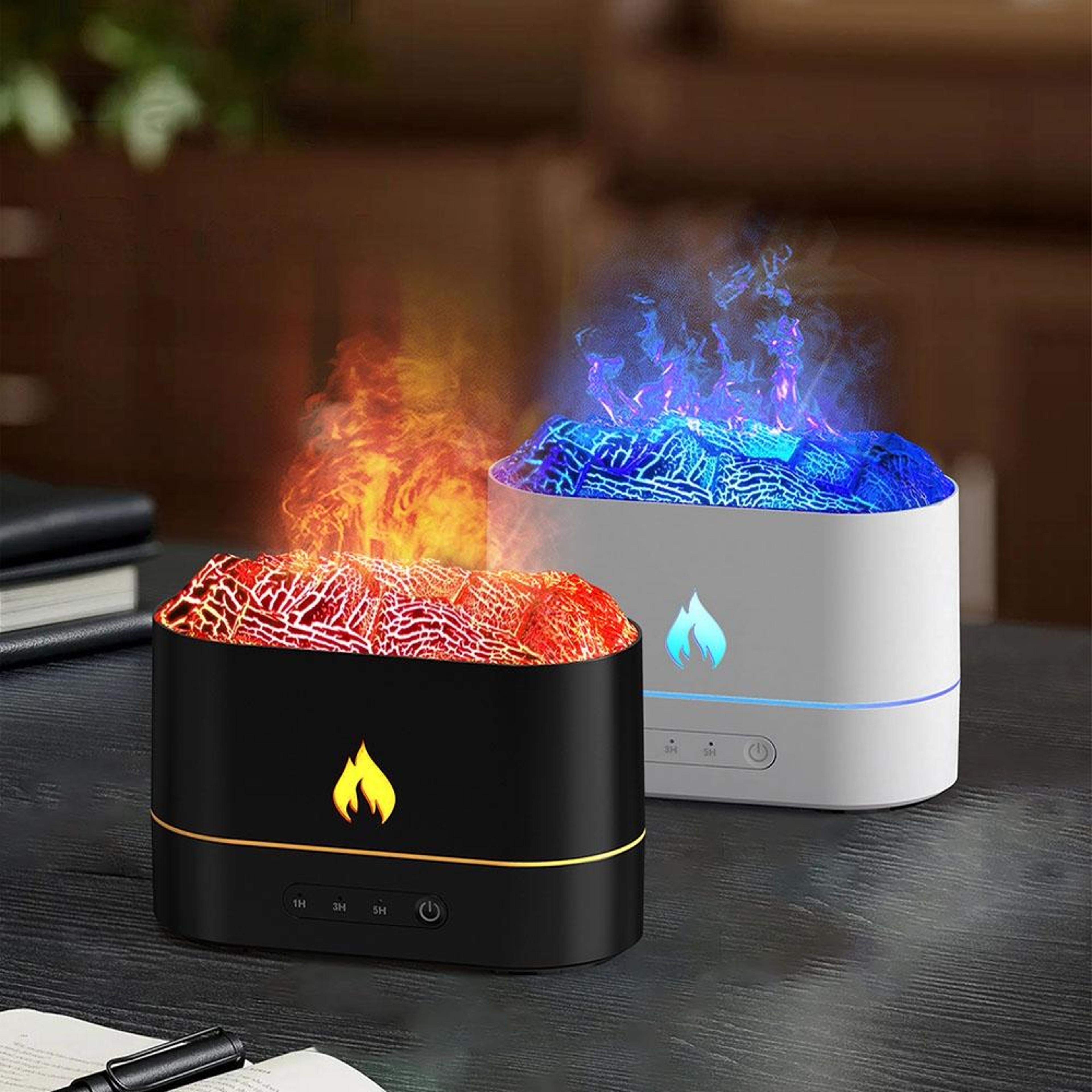 usb aromatherapy humidifier with colorful flame effect