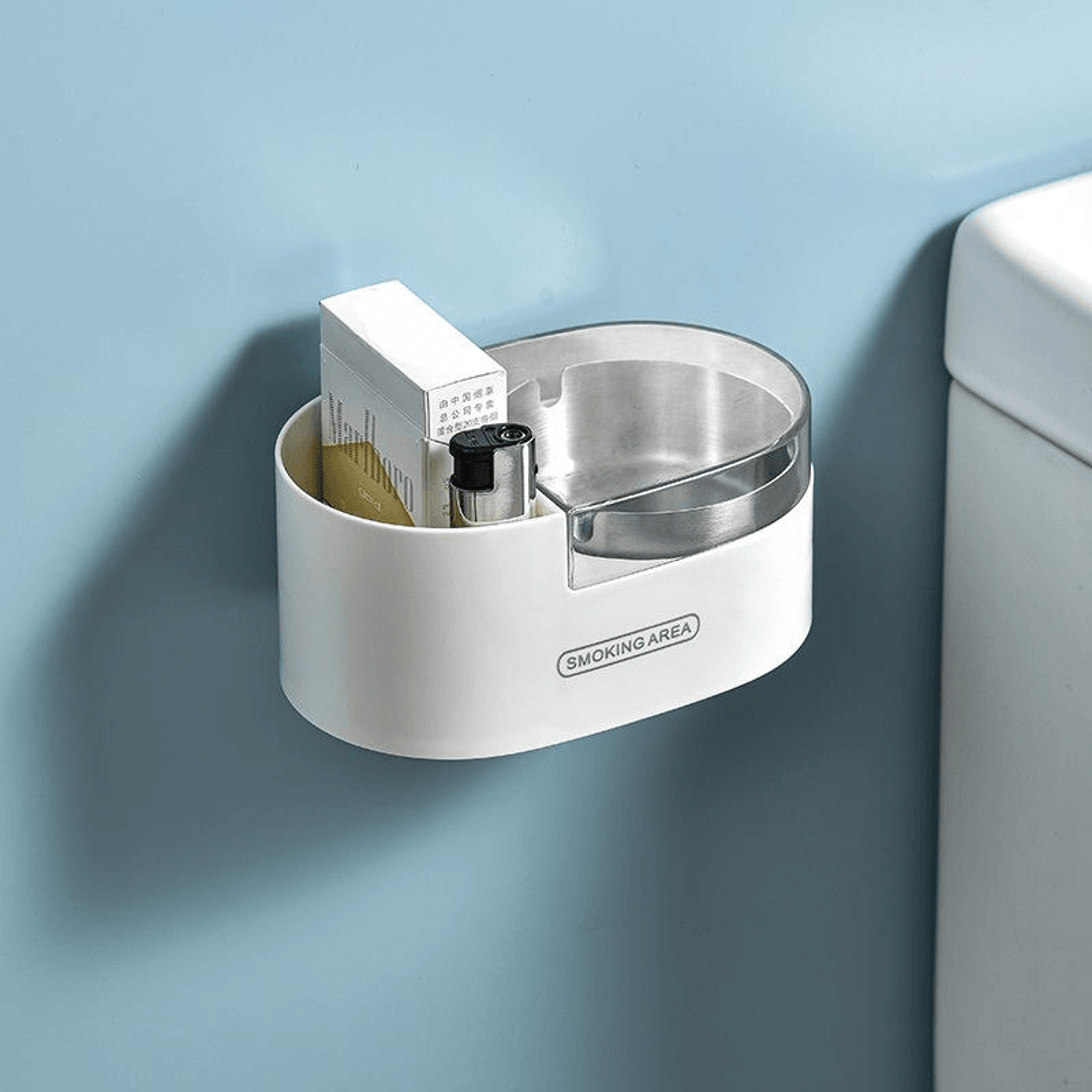 Premium Stainless Steel Wall Mounted Ashtray With Lid Space Saving Bathroom Ash Holder 7