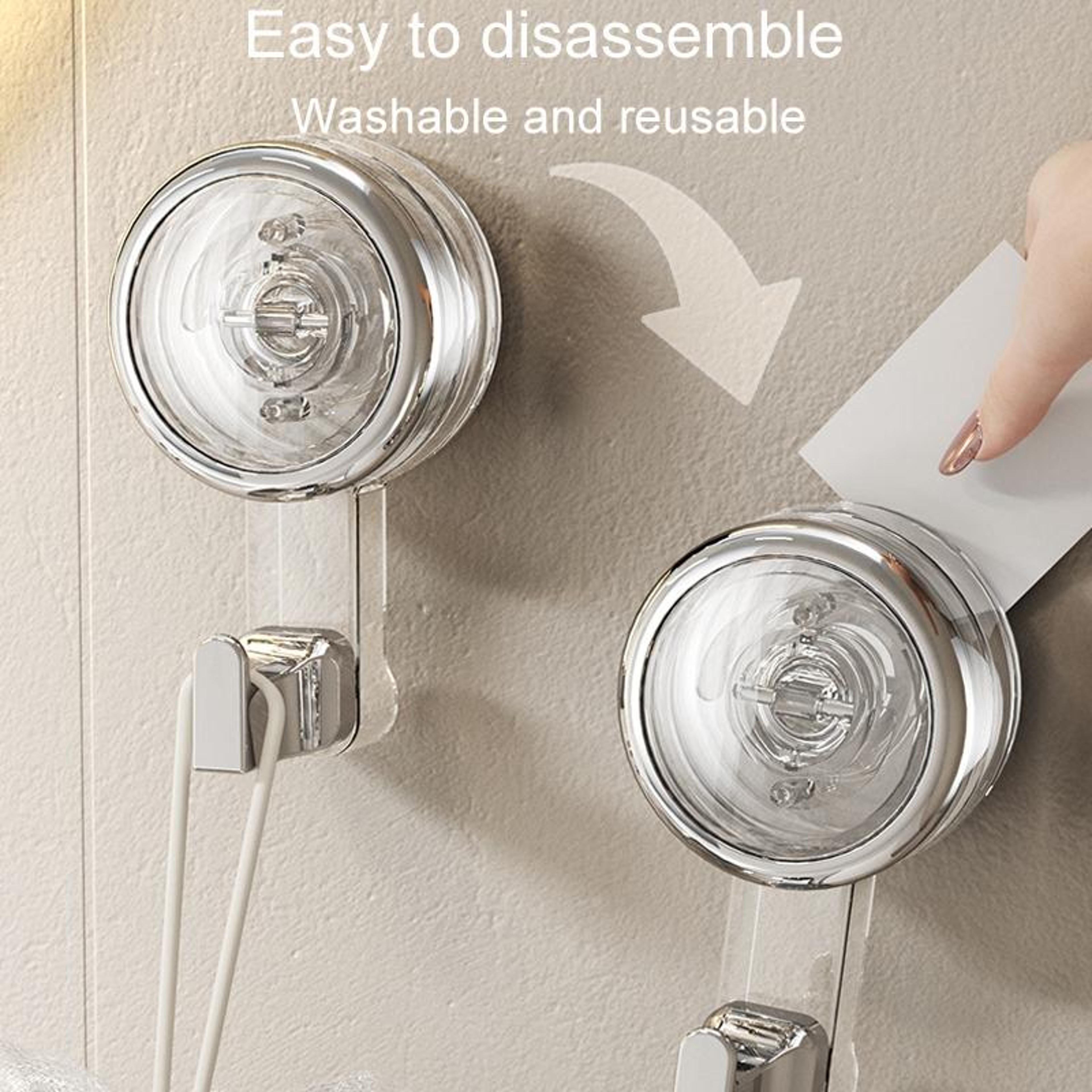 Transparent Bathroom Suction Cup Hooks WallMounted Organizer 3