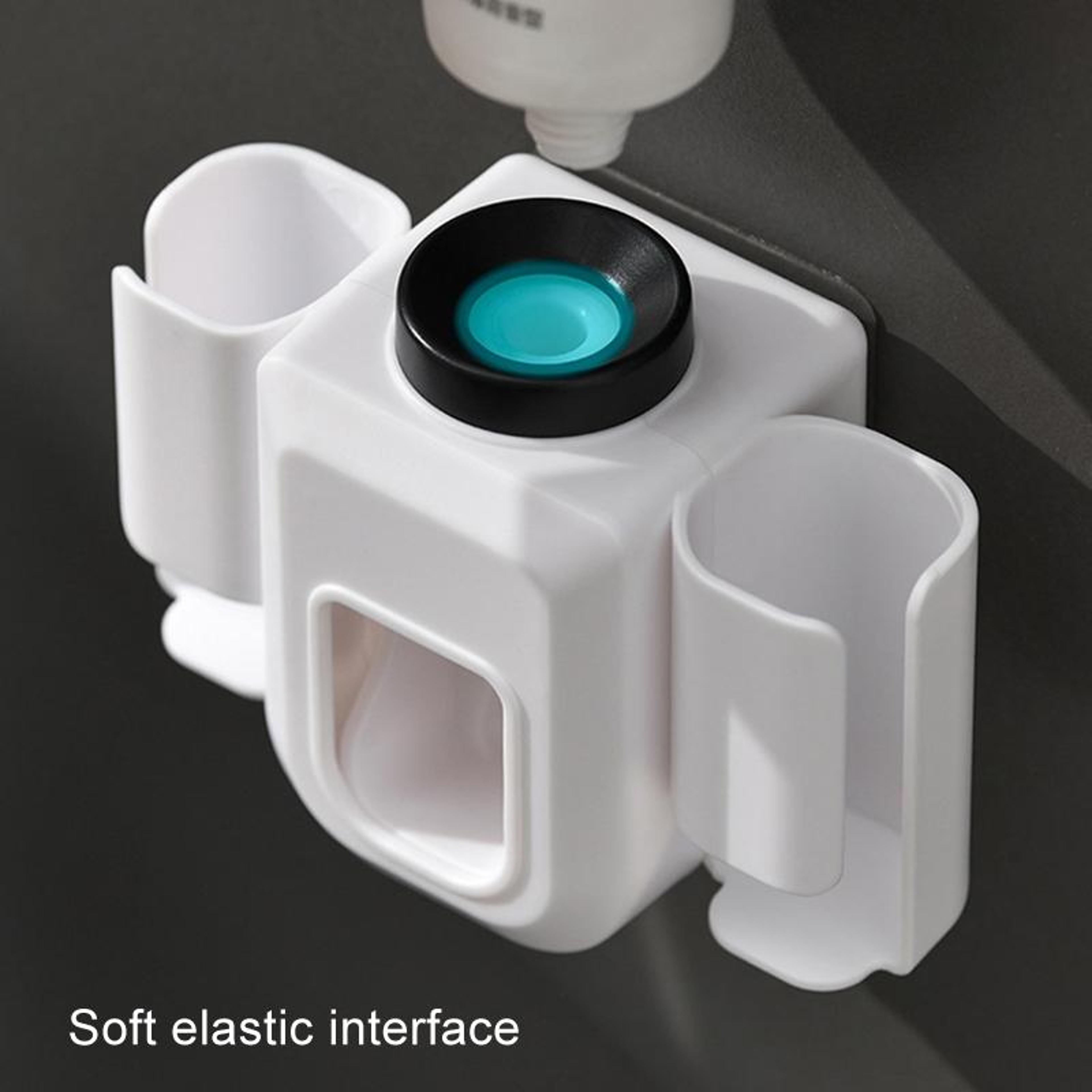 Premium Wall Mounted Toothbrush Holder With Automatic Toothpaste Dispenser And Hands Free Toothpast 2