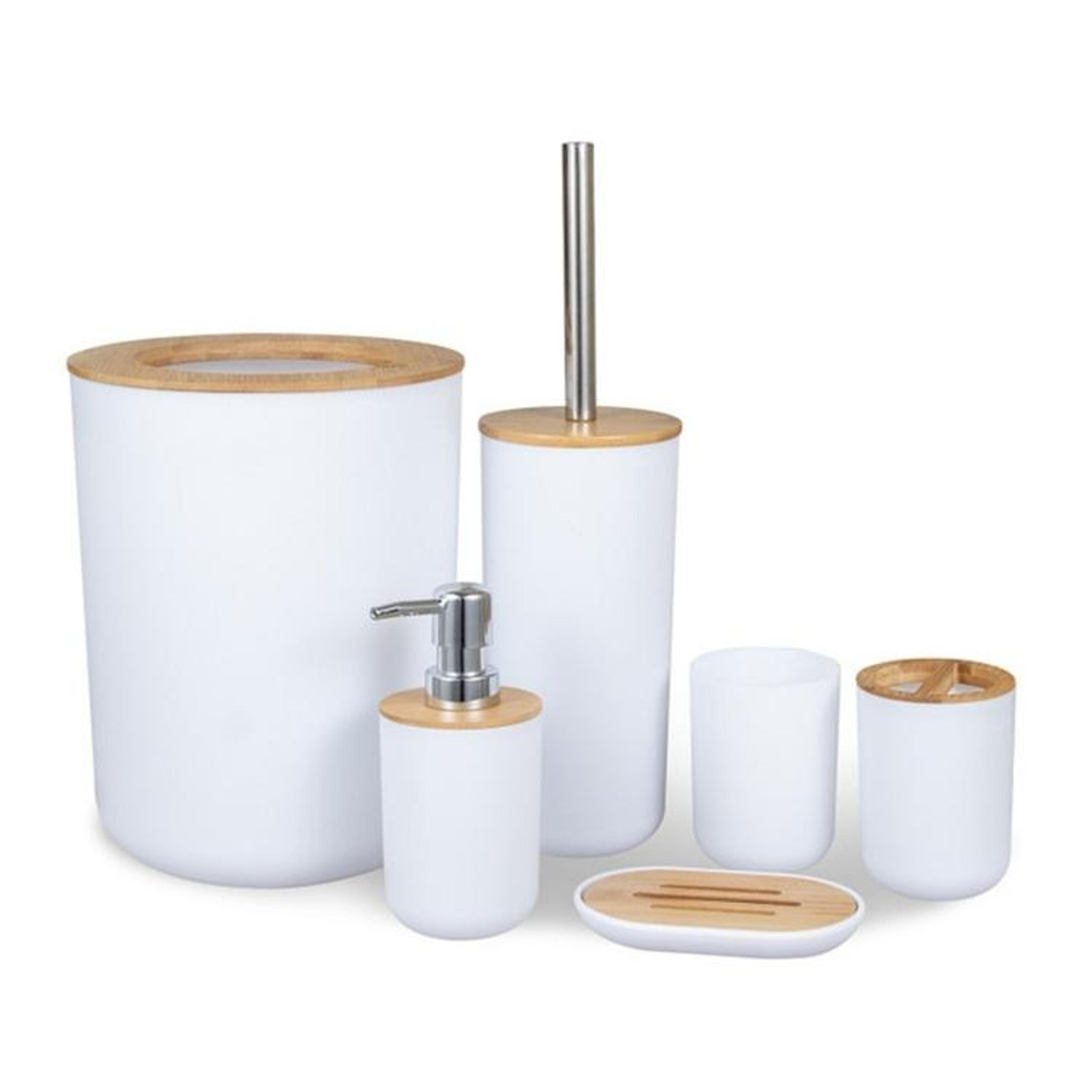 Premium Bathroom Set With Toothbrush Holder Kit  Trash Can 5