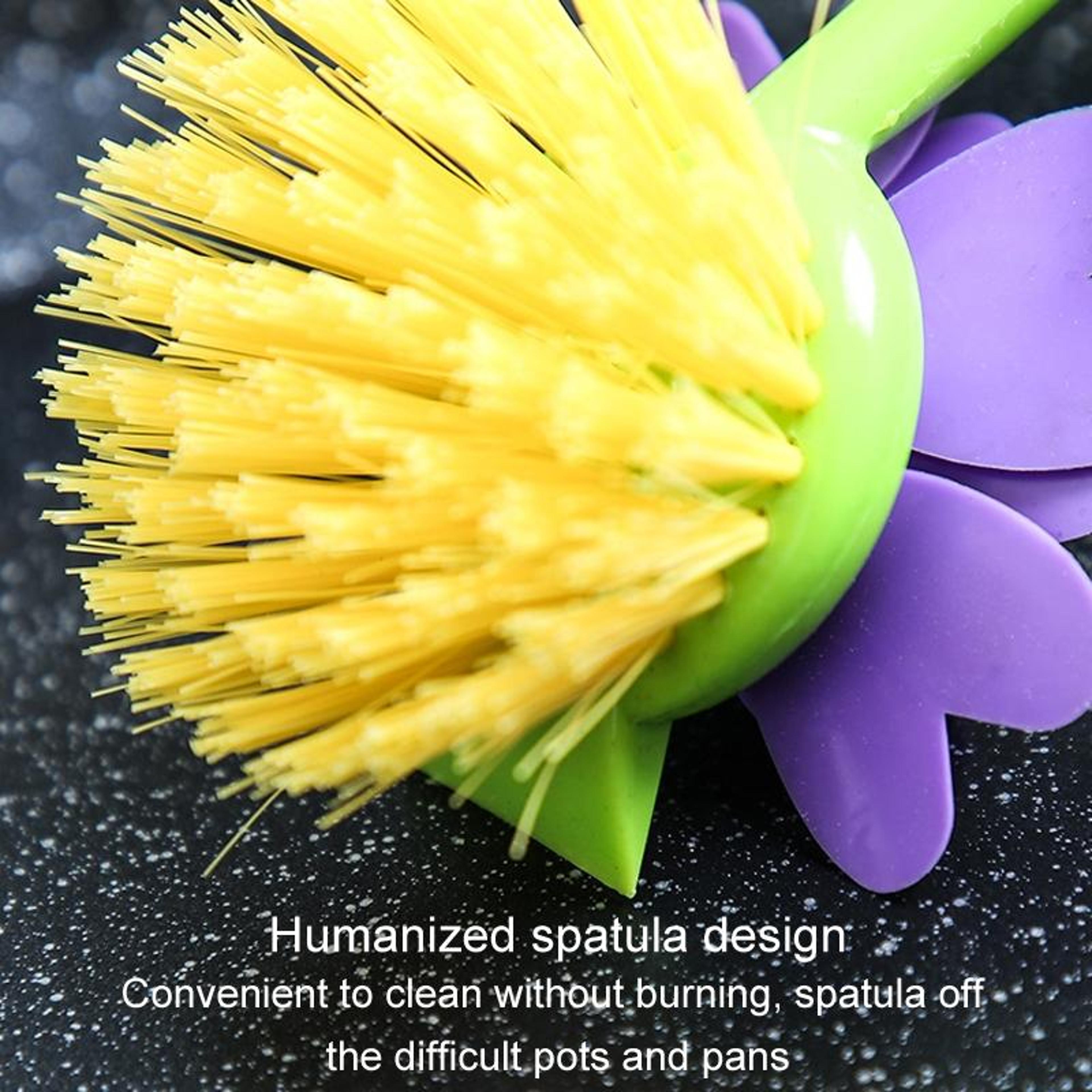Flower Shaped Long Handle Pot Brush For Kitchen  Sink Cleaning 7