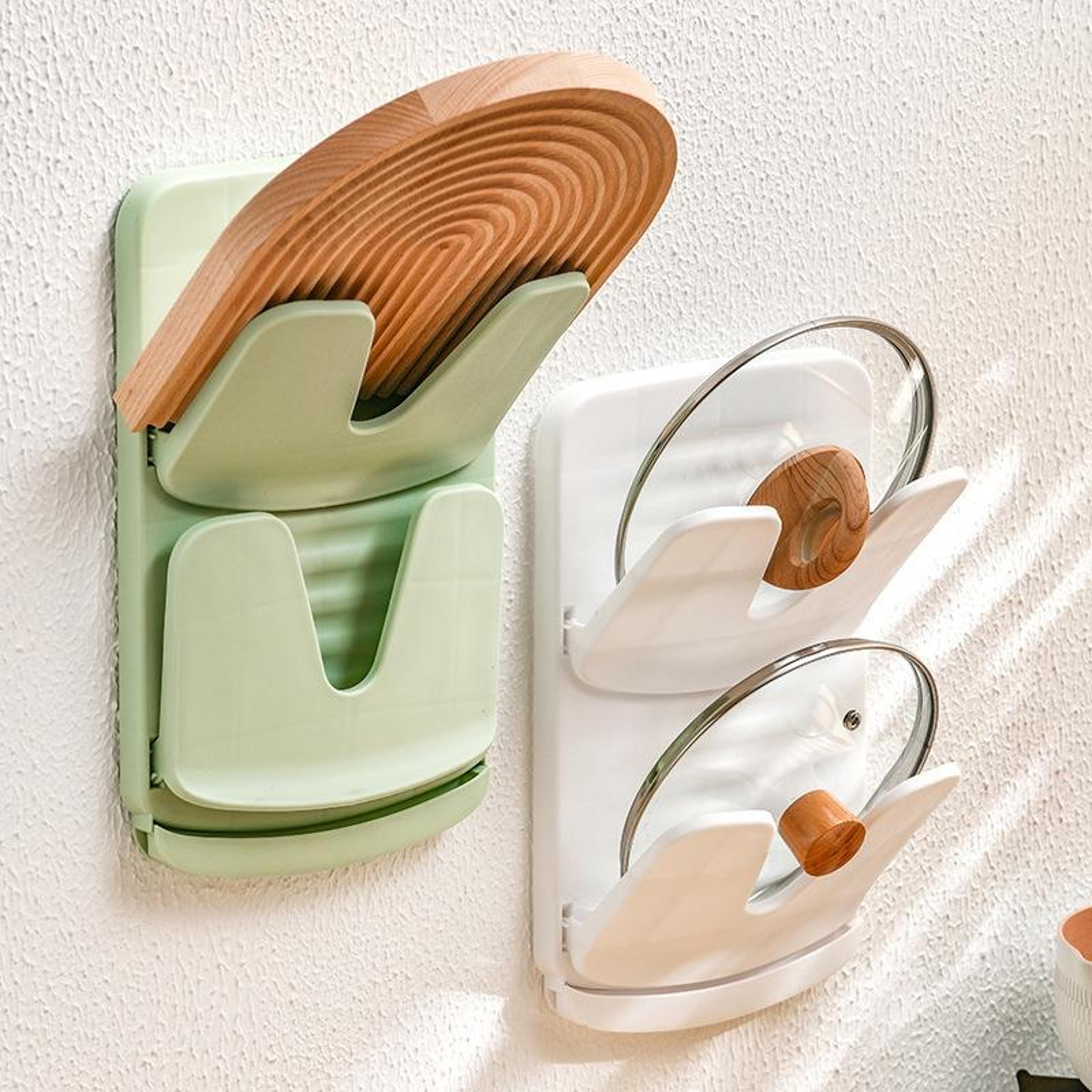 Premium Wall Mounted Pot Lid  Kitchen Storage Rack Double Layer Wall Mounted Pot Lid Holder Space S 7