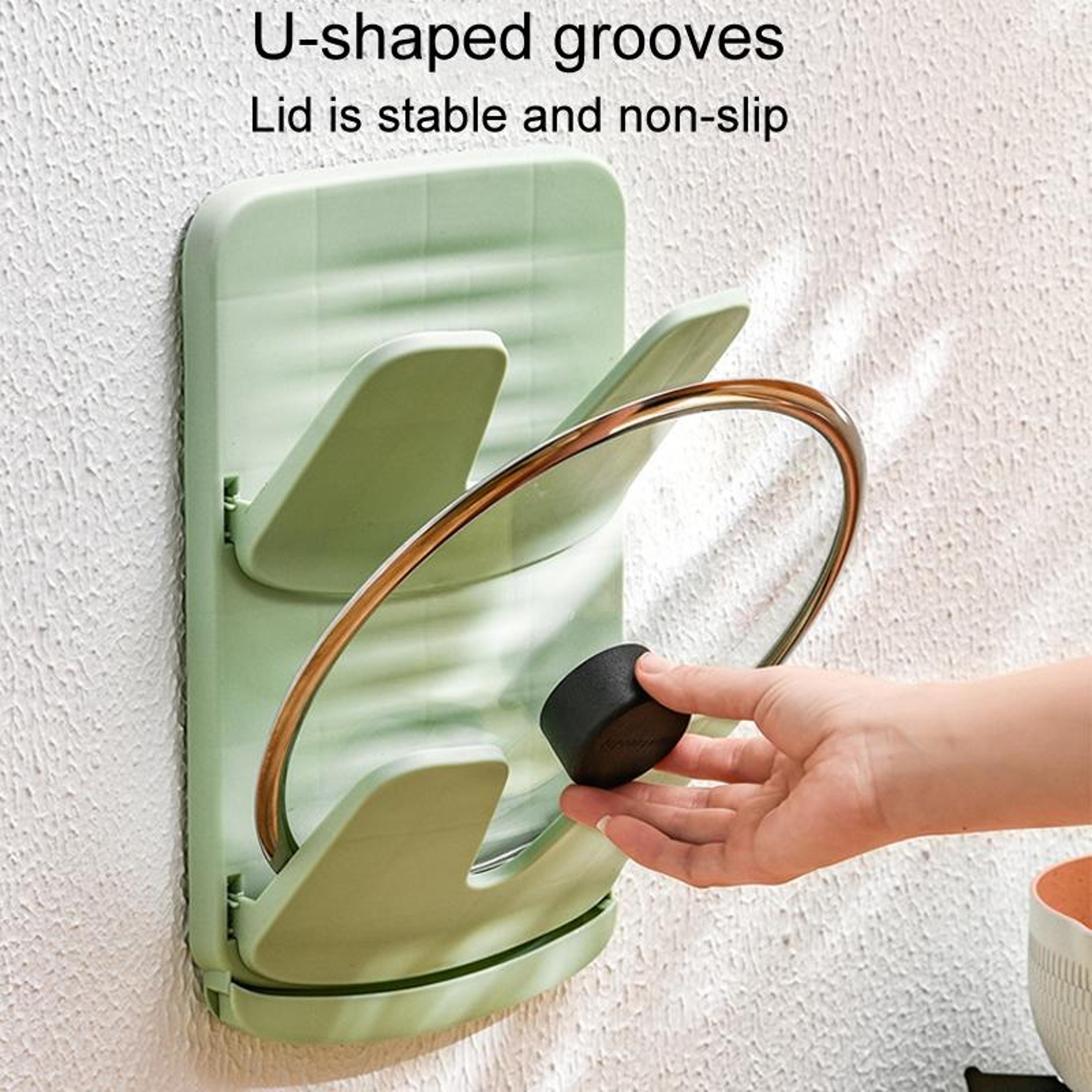 Premium Wall Mounted Pot Lid  Kitchen Storage Rack Double Layer Wall Mounted Pot Lid Holder Space S 3