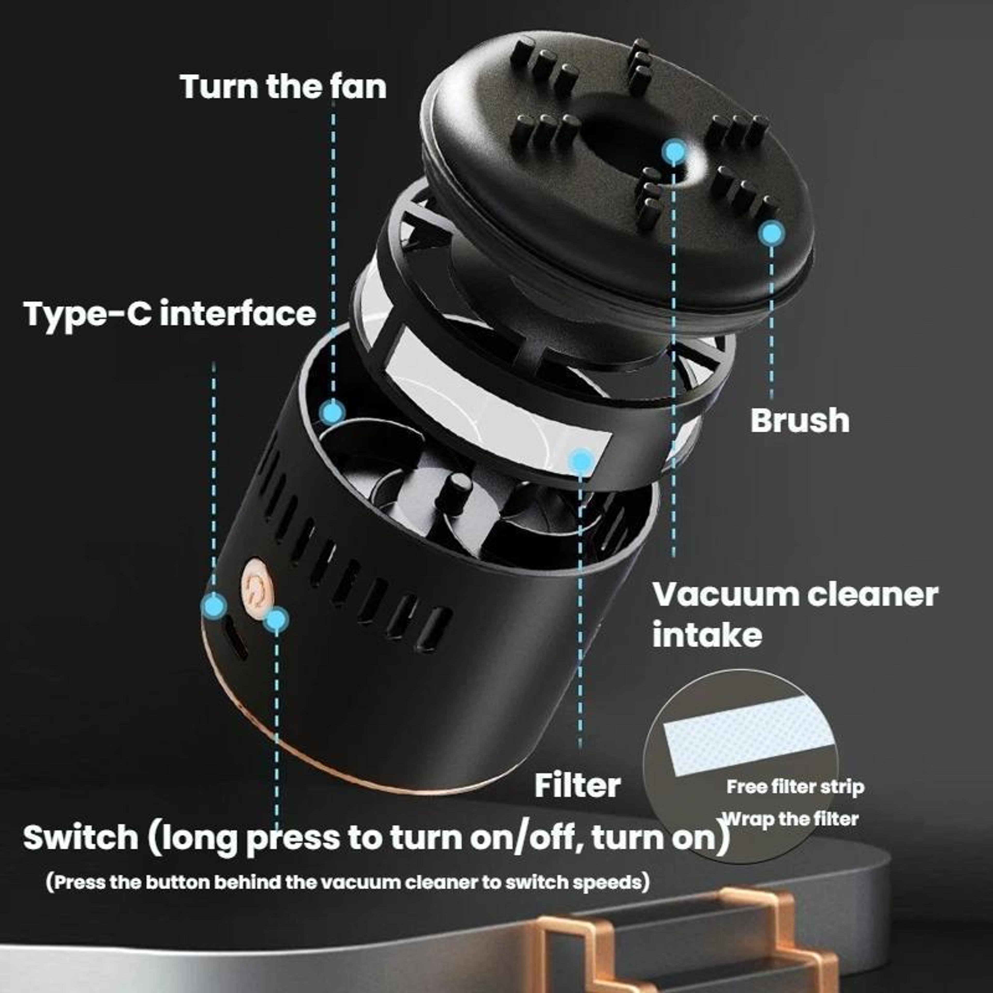 Mini Portable Vacuum Cleaner Compact Car Ashtray Vacuum  Desktop Cleaning Tool 1