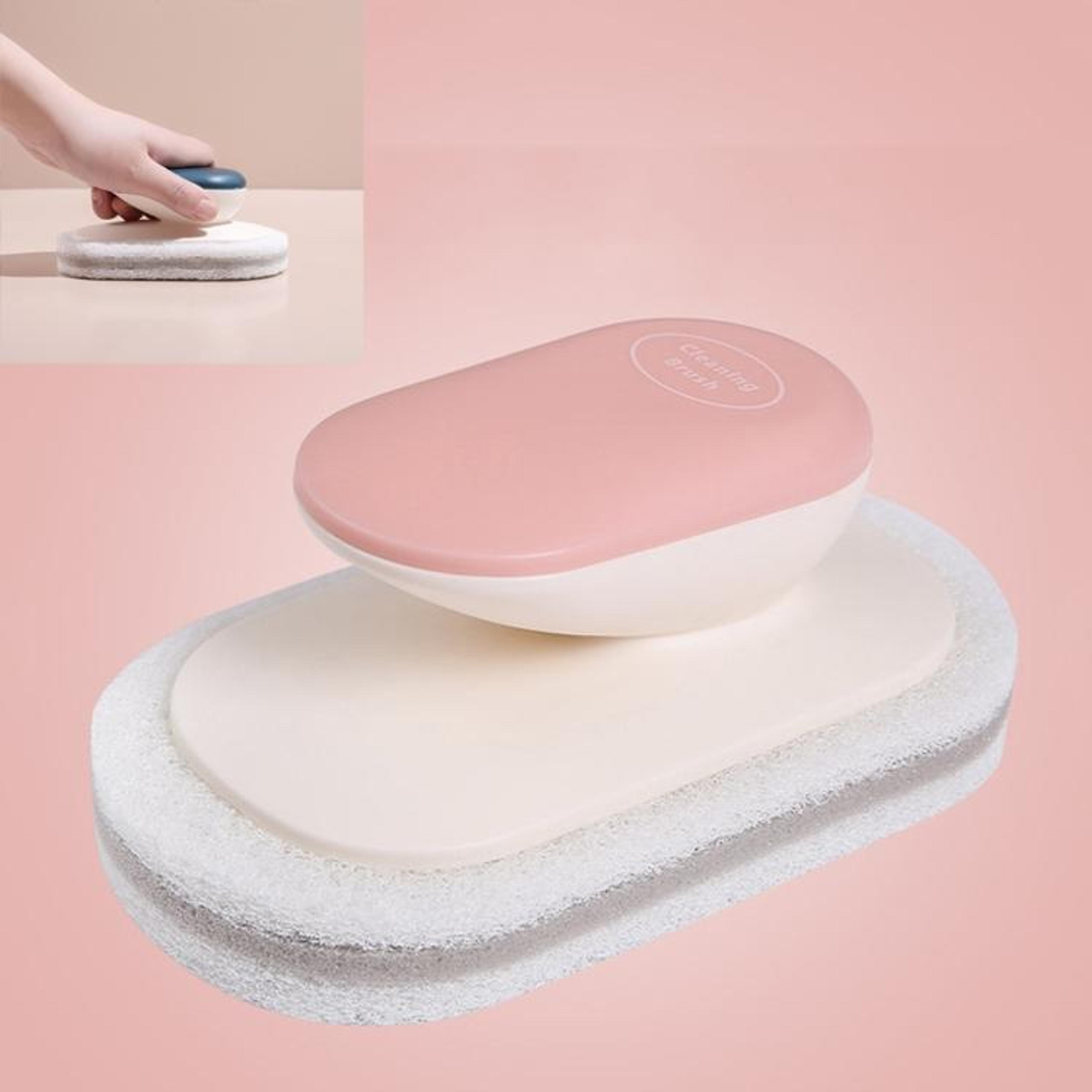 Multi Function Kitchen Sponge Brush With Ergonomic Handle Wash Dishes  Clean Counters 5