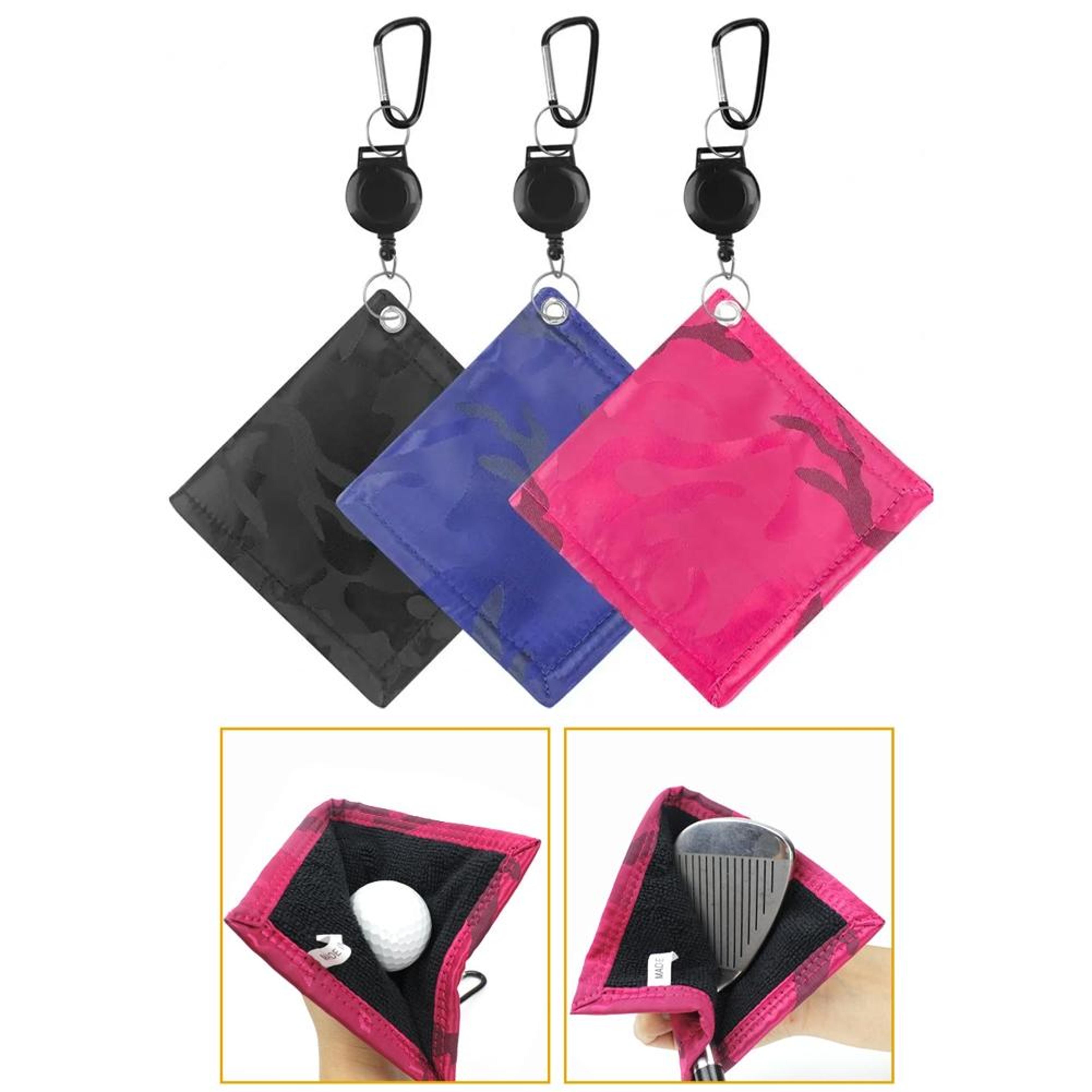 retractable golf ball cleaning towel portable golf accessory with easy draw string