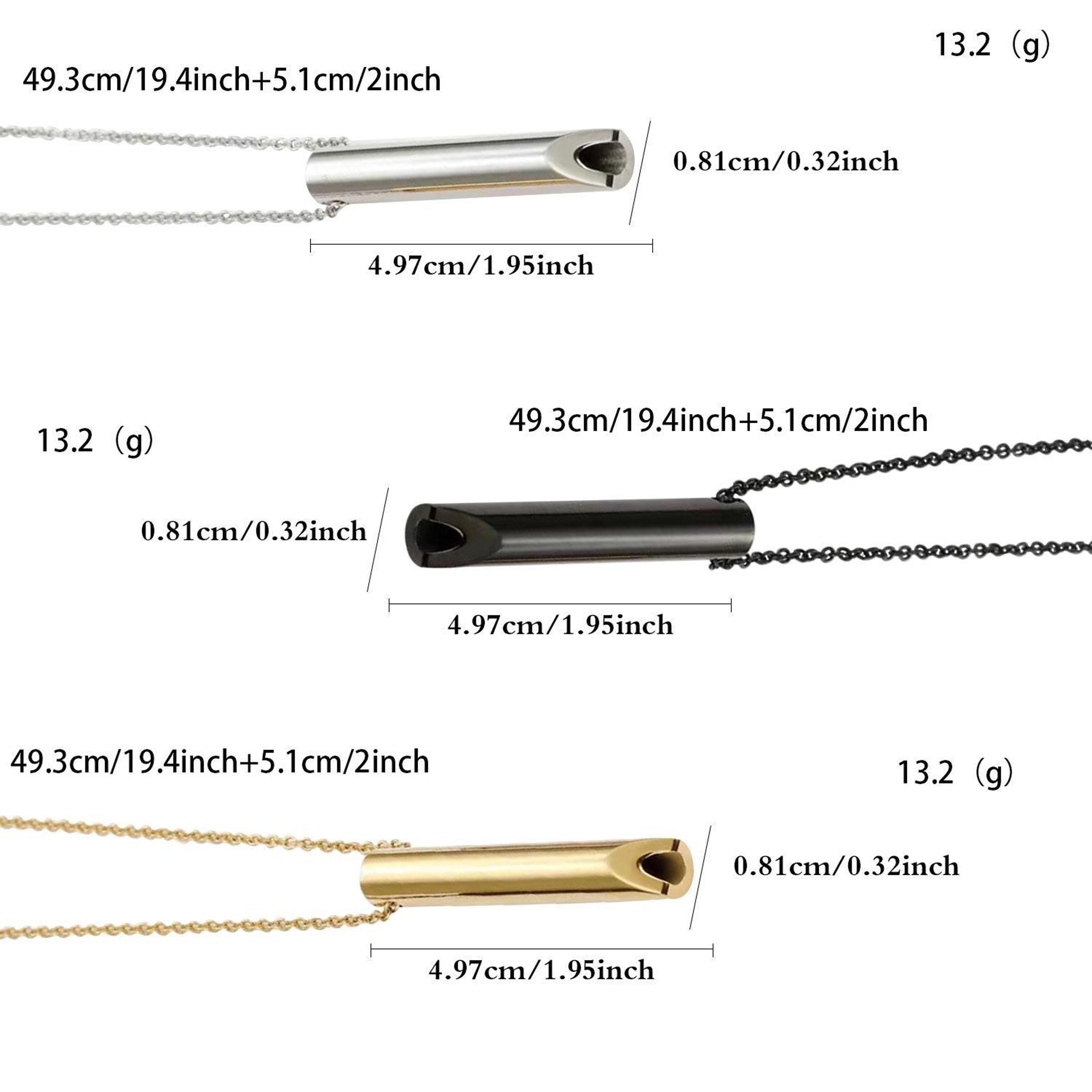 Personalised Stress Relief Whistle Necklace Stainless Steel Adjustable 2