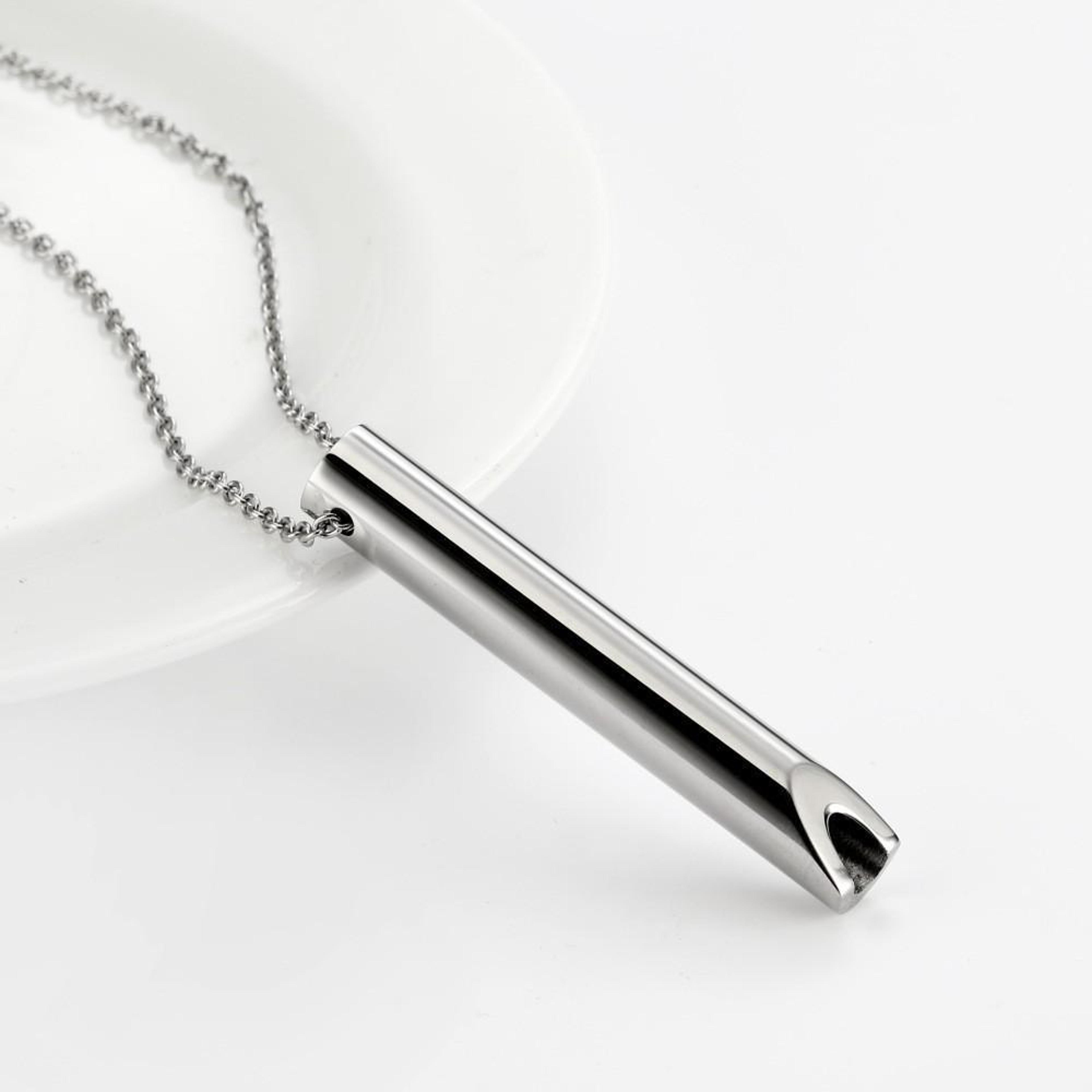 Personalised Stress Relief Whistle Necklace Stainless Steel Adjustable 3