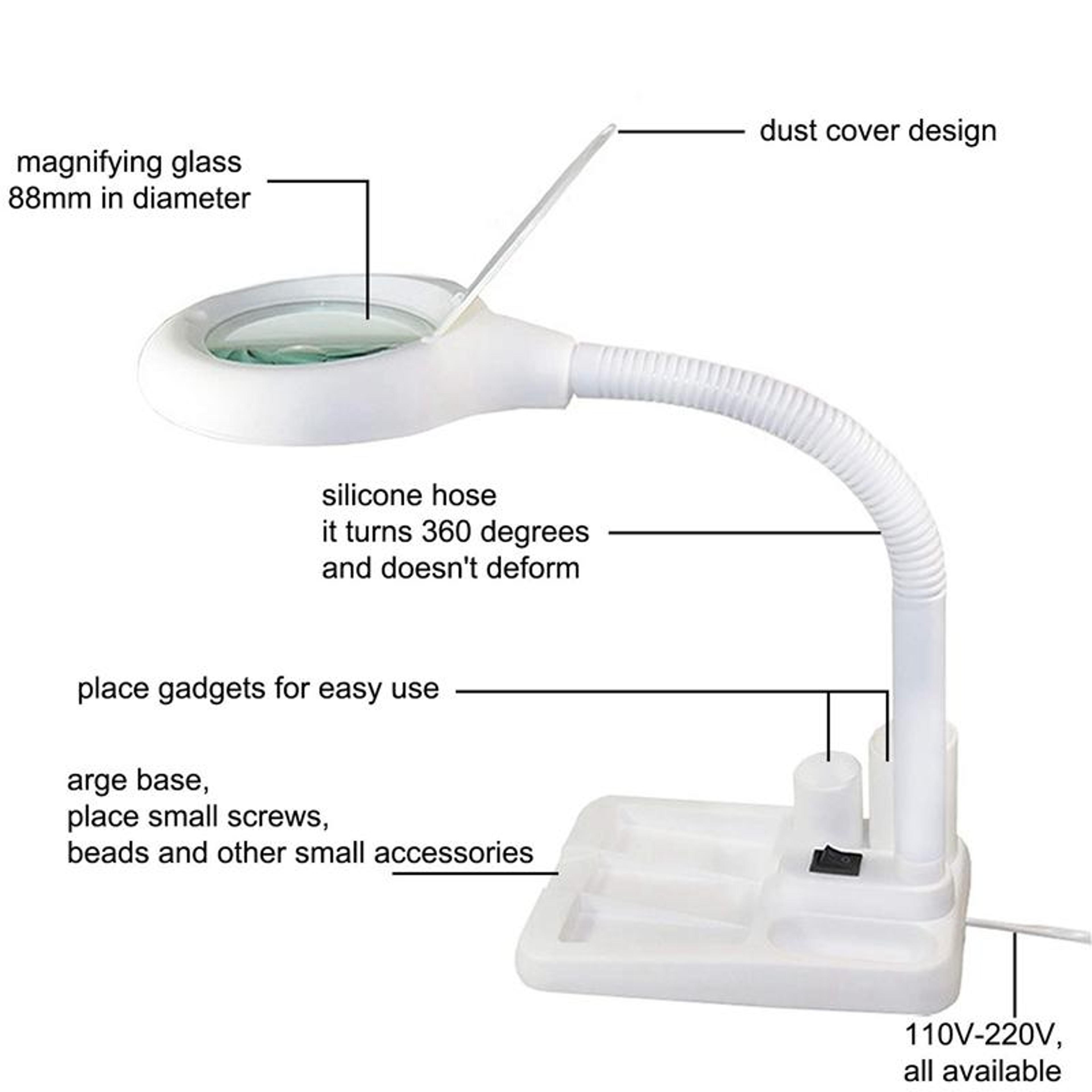 Premium LED Desk Lamp With Magnifying Glass Adjustable Work  Craft Light 5