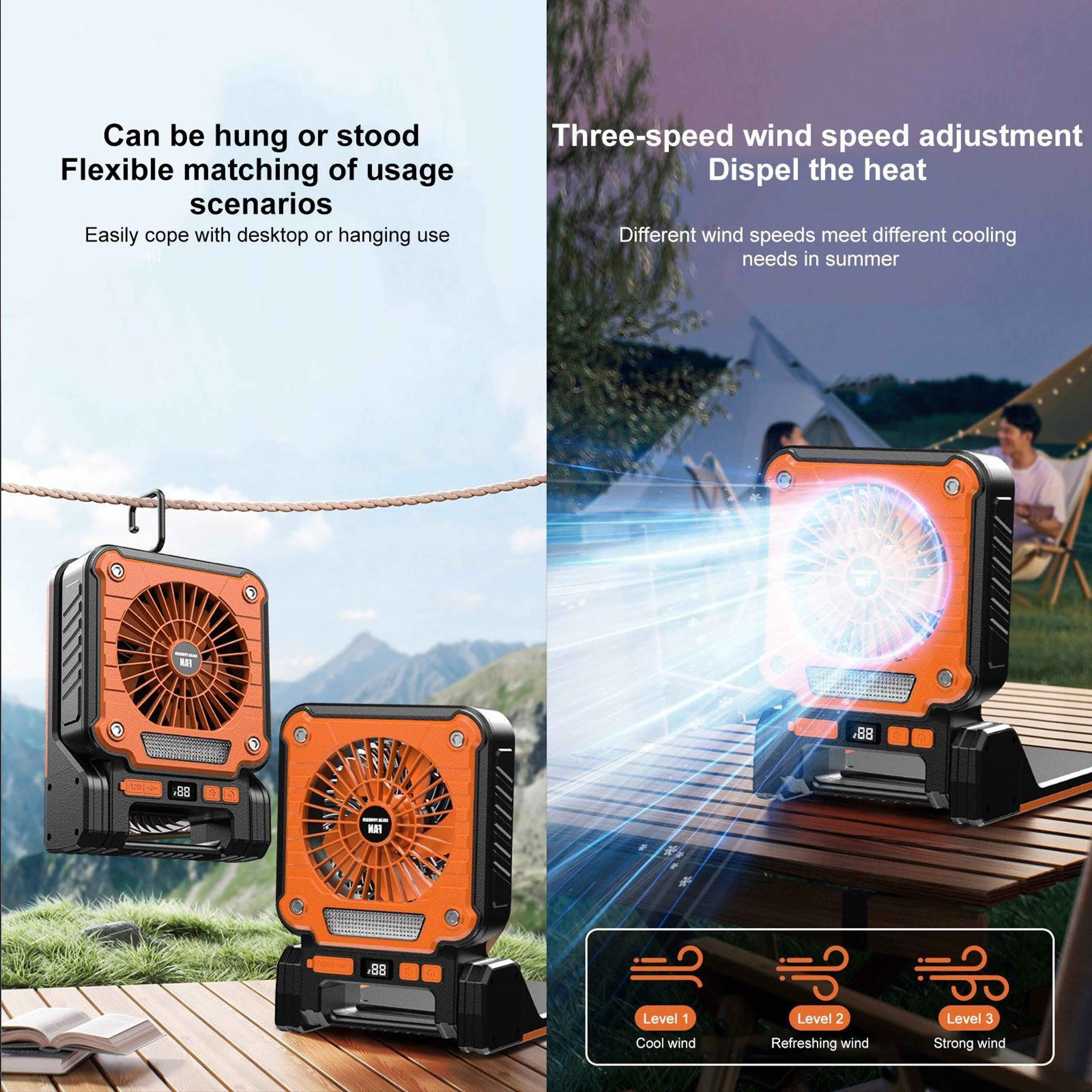 Solar Powered USB Camping Fan  Portable Outdoor Light 8