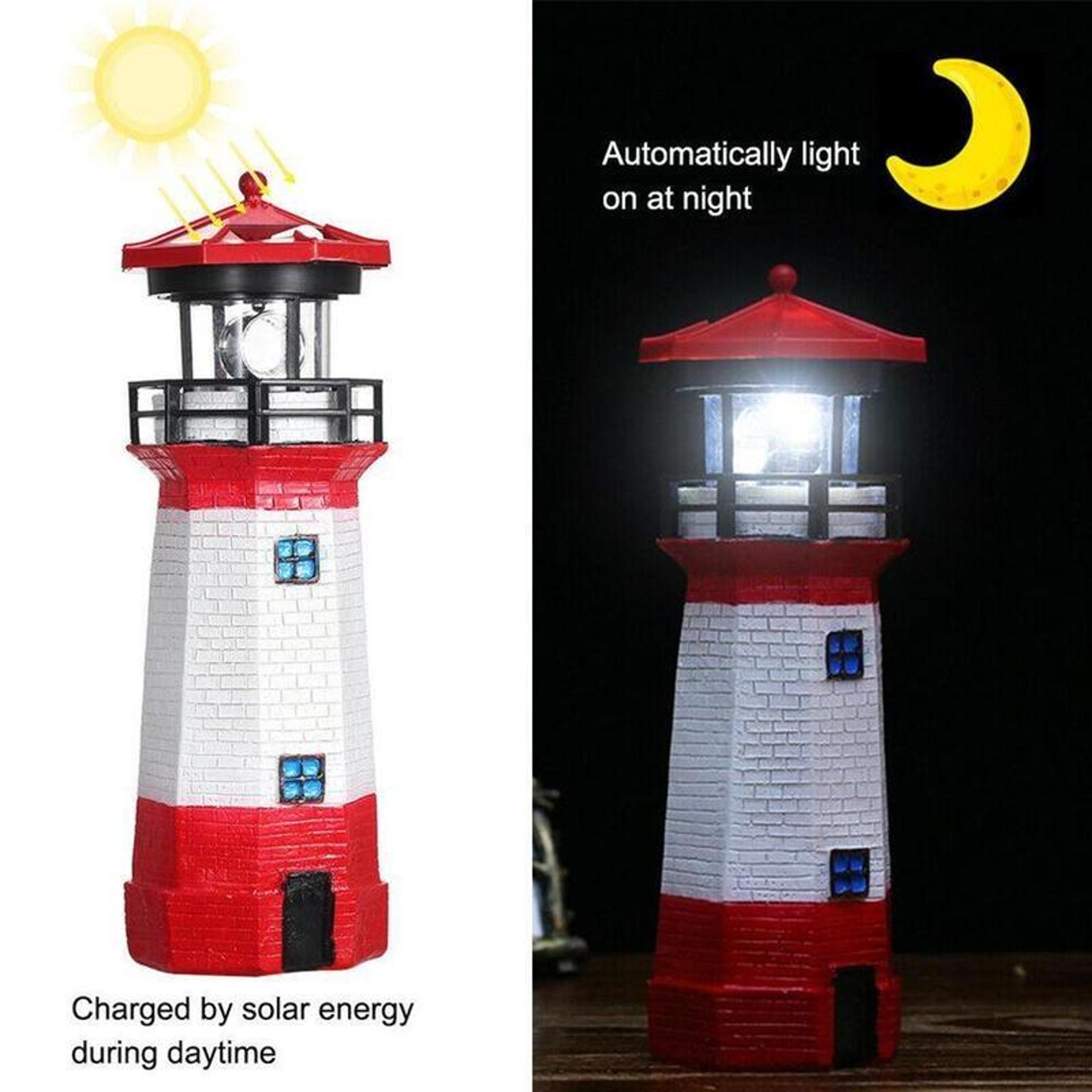 Solar Garden Lighthouse LED Rotating Outdoor Light Weatherproof Solar Outdoor Decoration 2