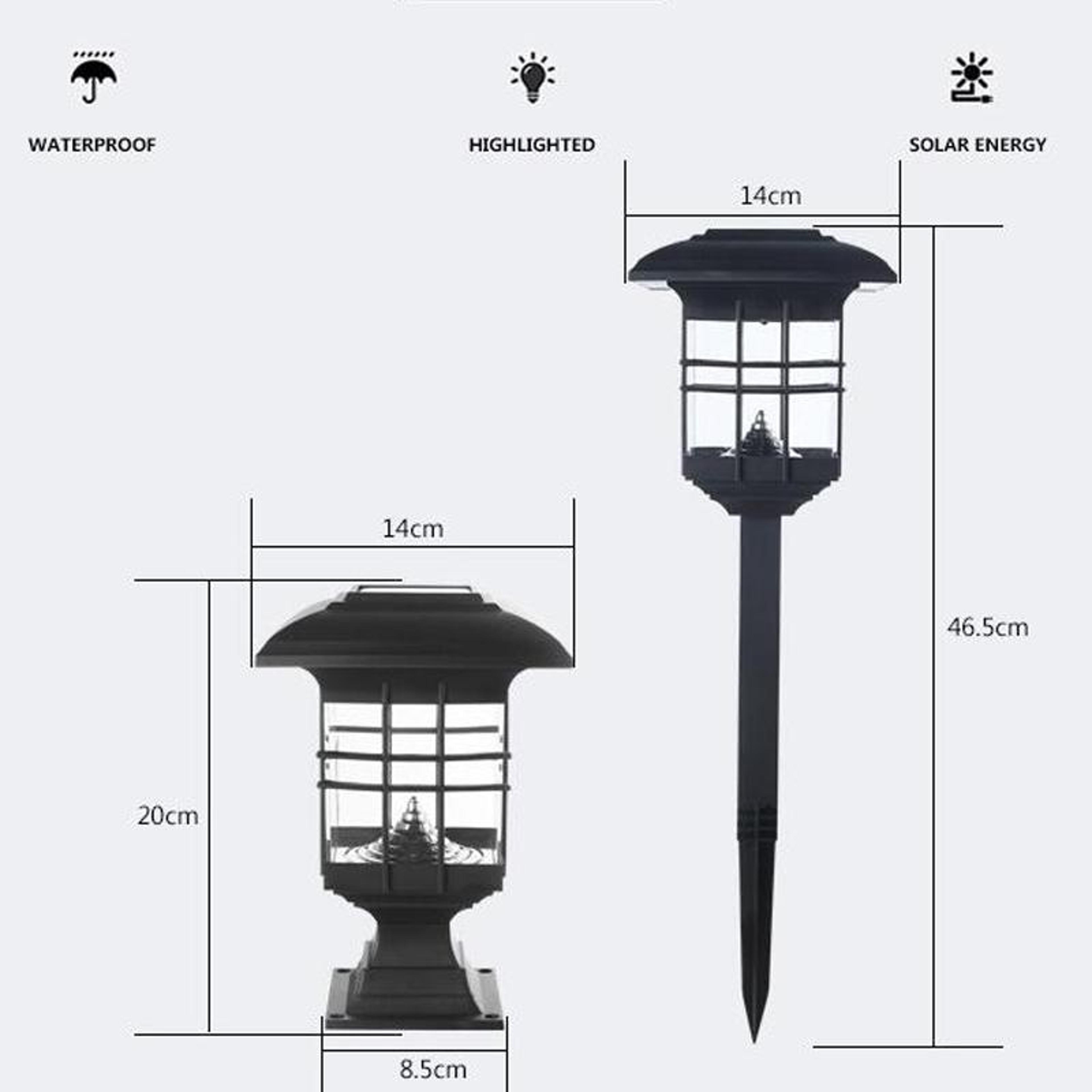 Solar Outdoor Garden Pillar Light Waterproof Decorative Wall Lamp 6