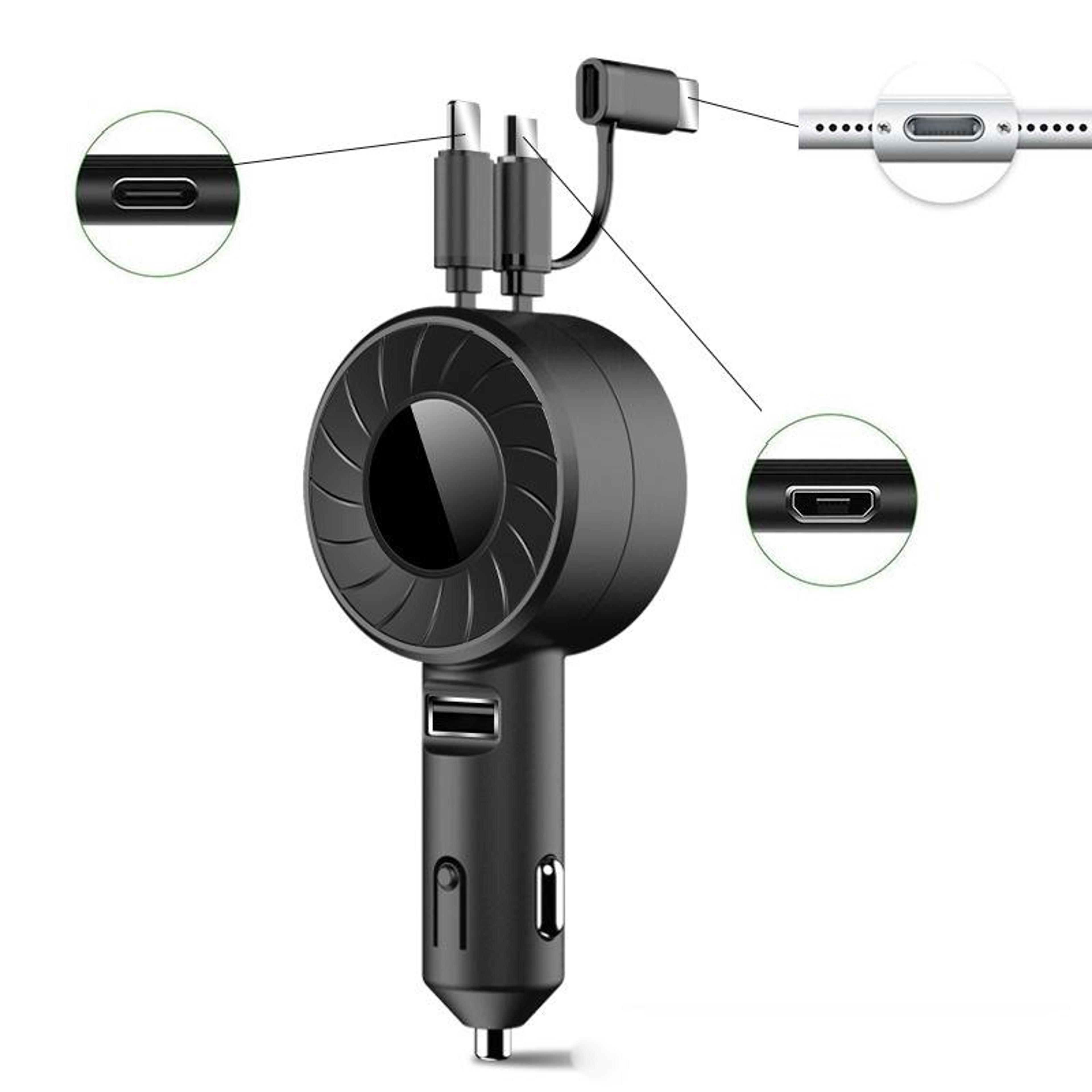 Retractable USB Car Charger With Dual Cable 6