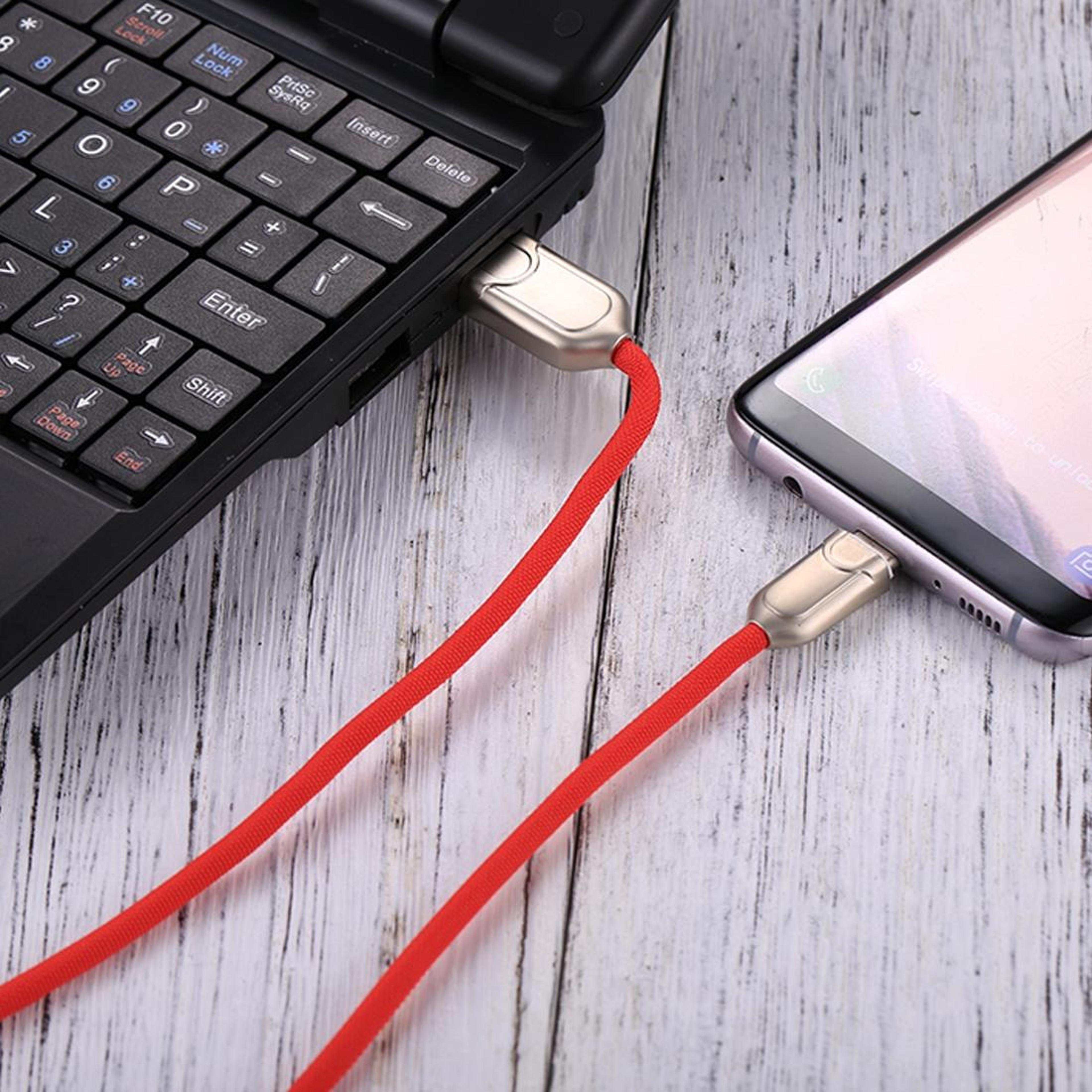 Red USB C Fast Charging Cable Data Sync  Quick Charge 4