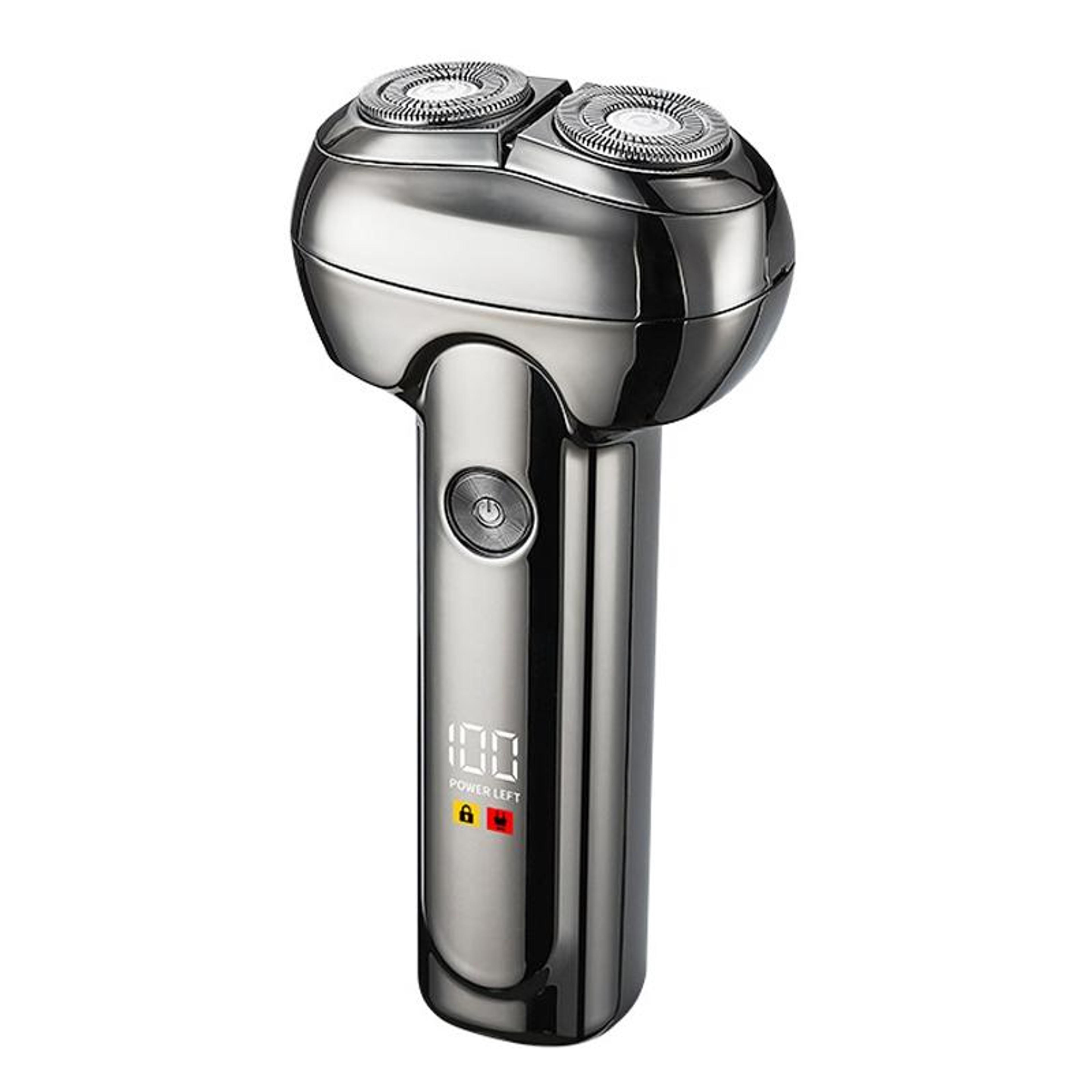 Bright Silver Mini Electric Shaver With LED Display And USB C Charging 9