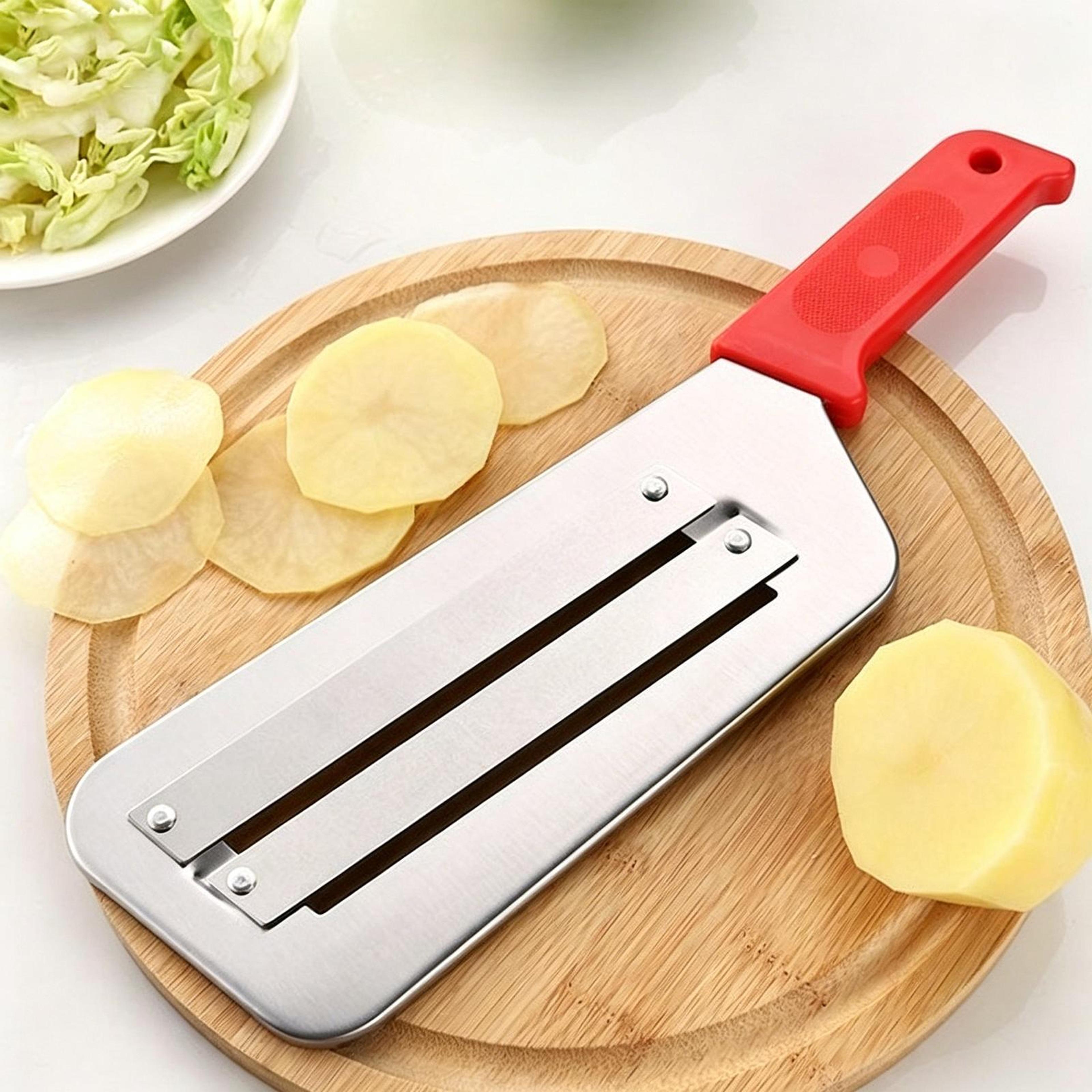 stainless steel double blade vegetable slicer for cabbage, carrots and salad prep