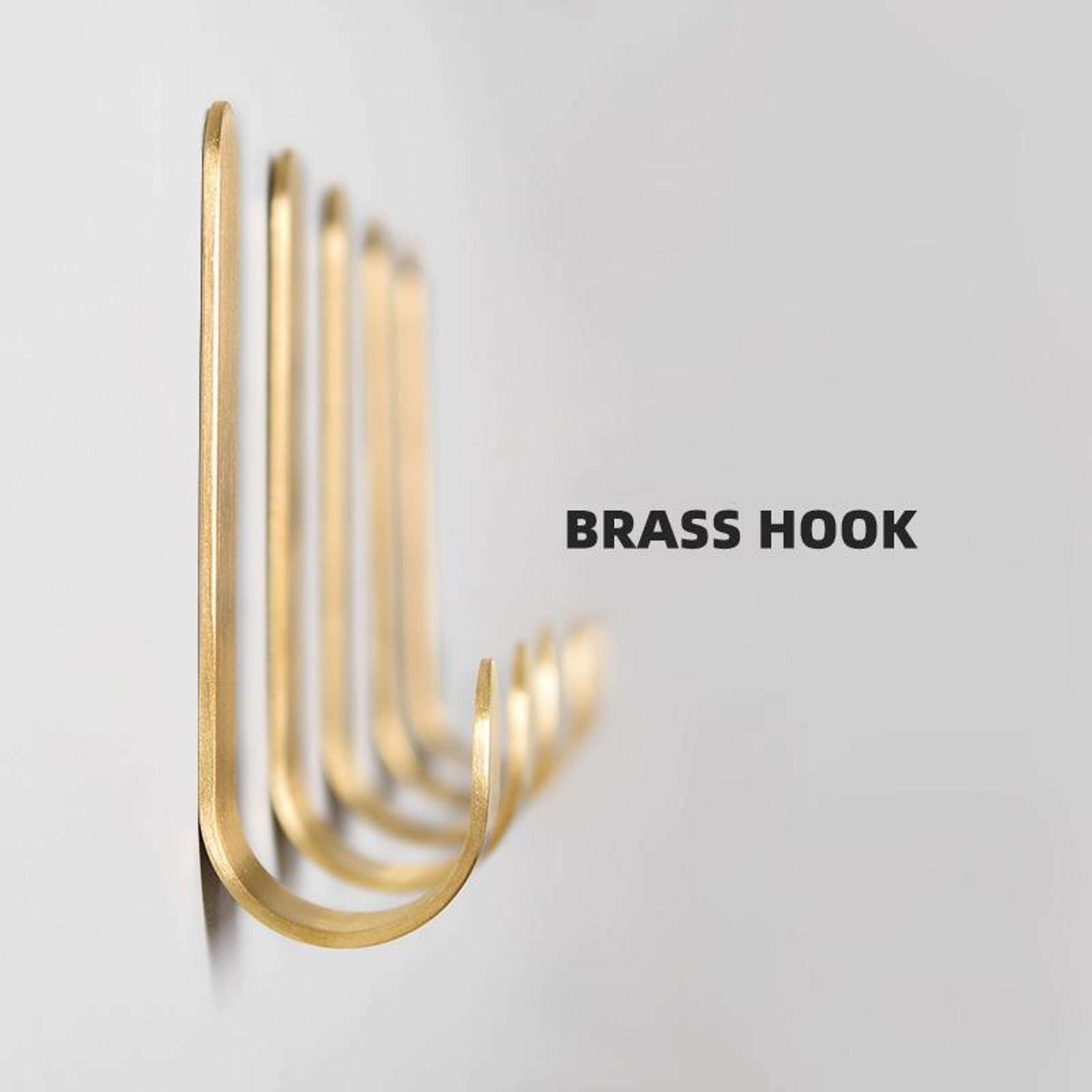 Brushed Brass Adhesive Wall Hook No Drill Metal Hanger For Bathroom Kitchen And Entryway 3