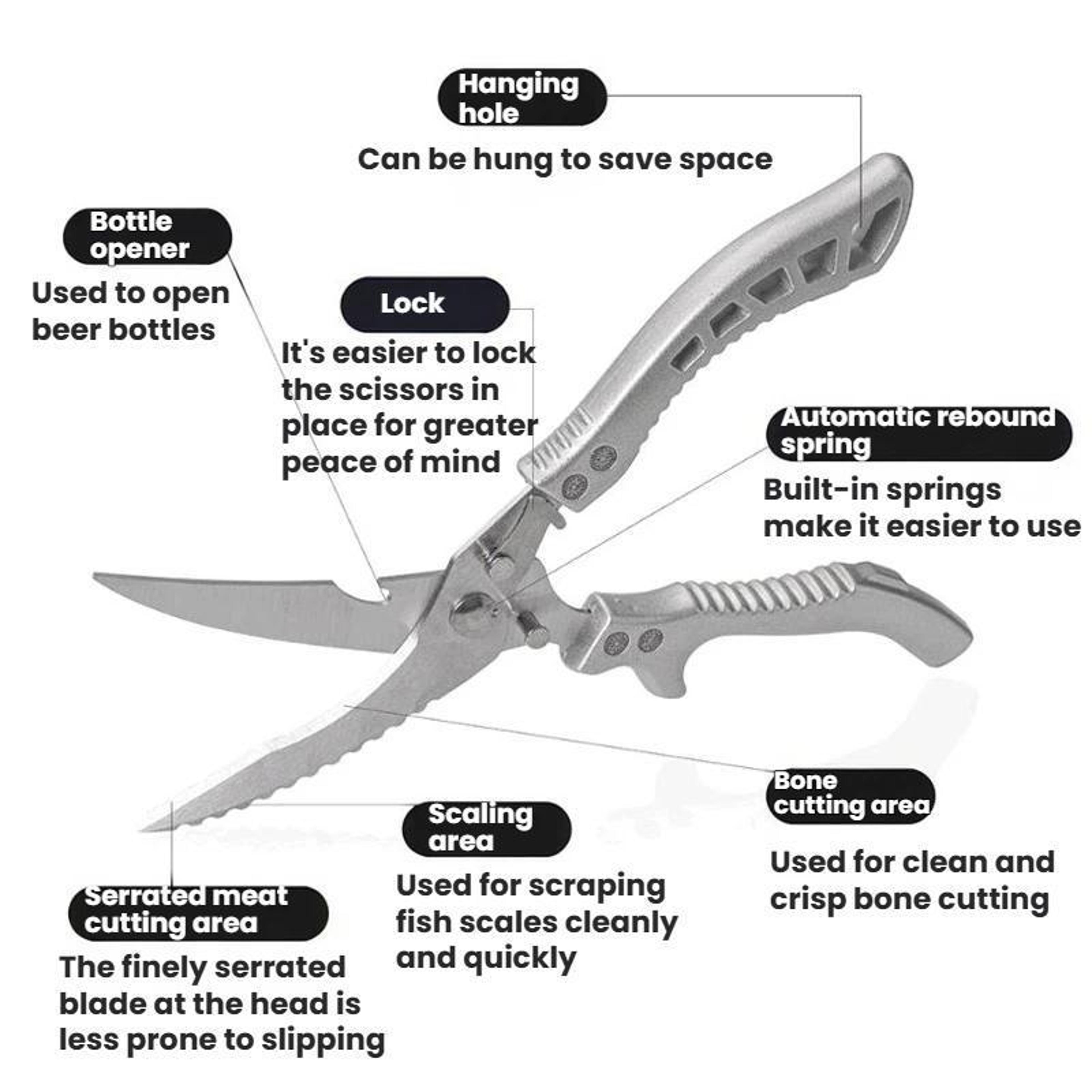 Heavy Duty Kitchen Shears Stainless Steel Chicken Bone Scissors 7