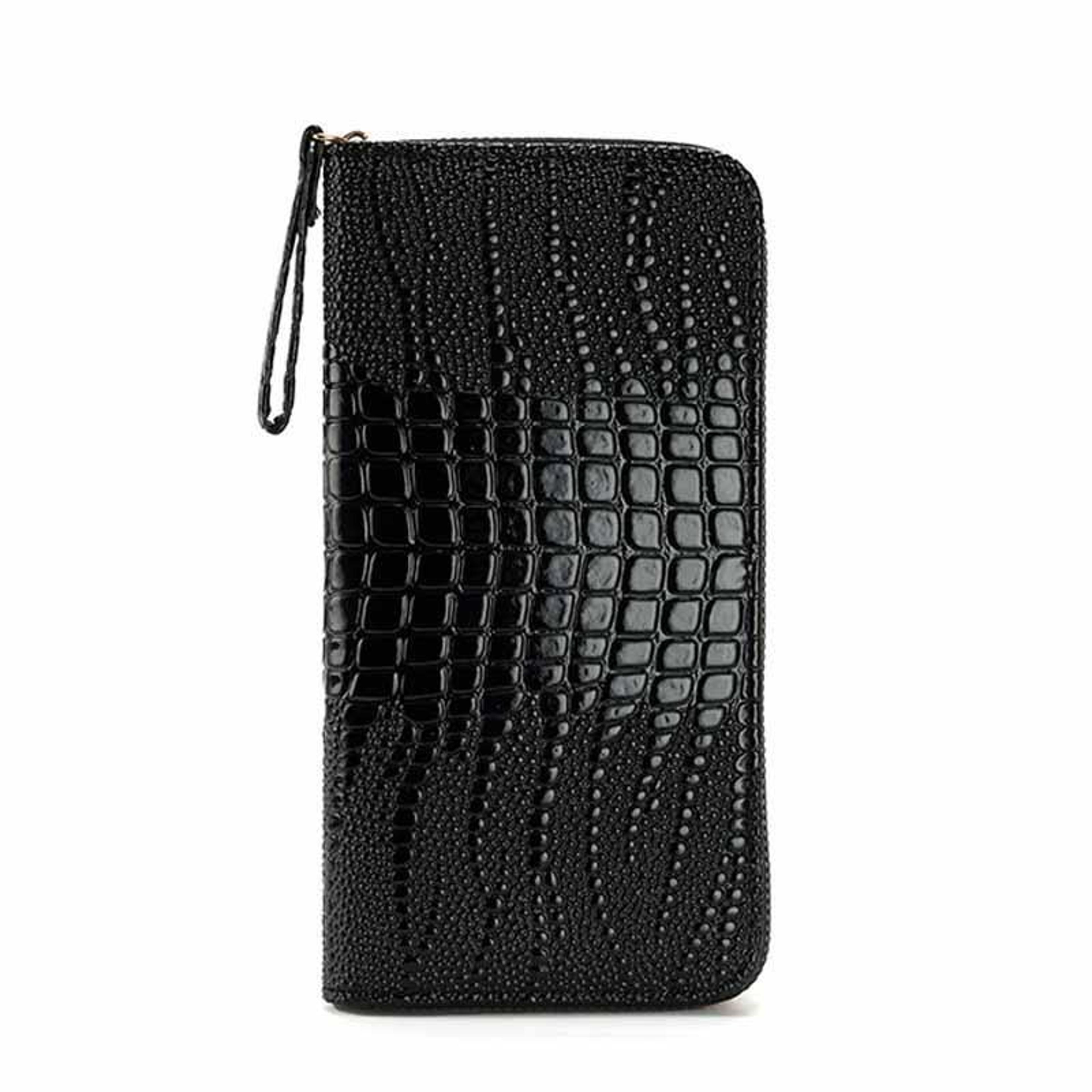 womens long alligator pattern wallet large capacity multi-card wristlet clutch