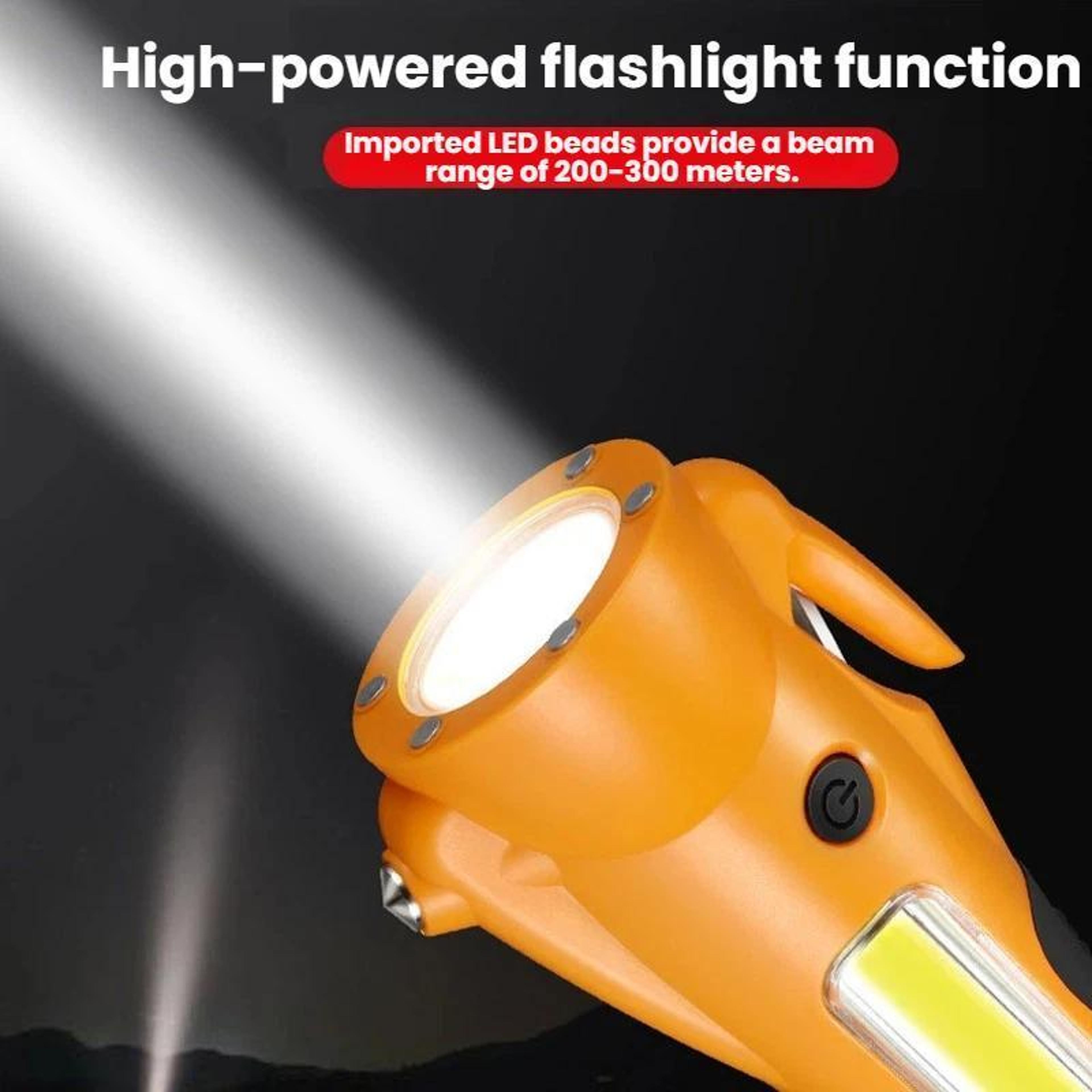 Multifunction Rechargeable Magnetic COB Work Light With Car Safety Hammer  Emergency Flashlight 4