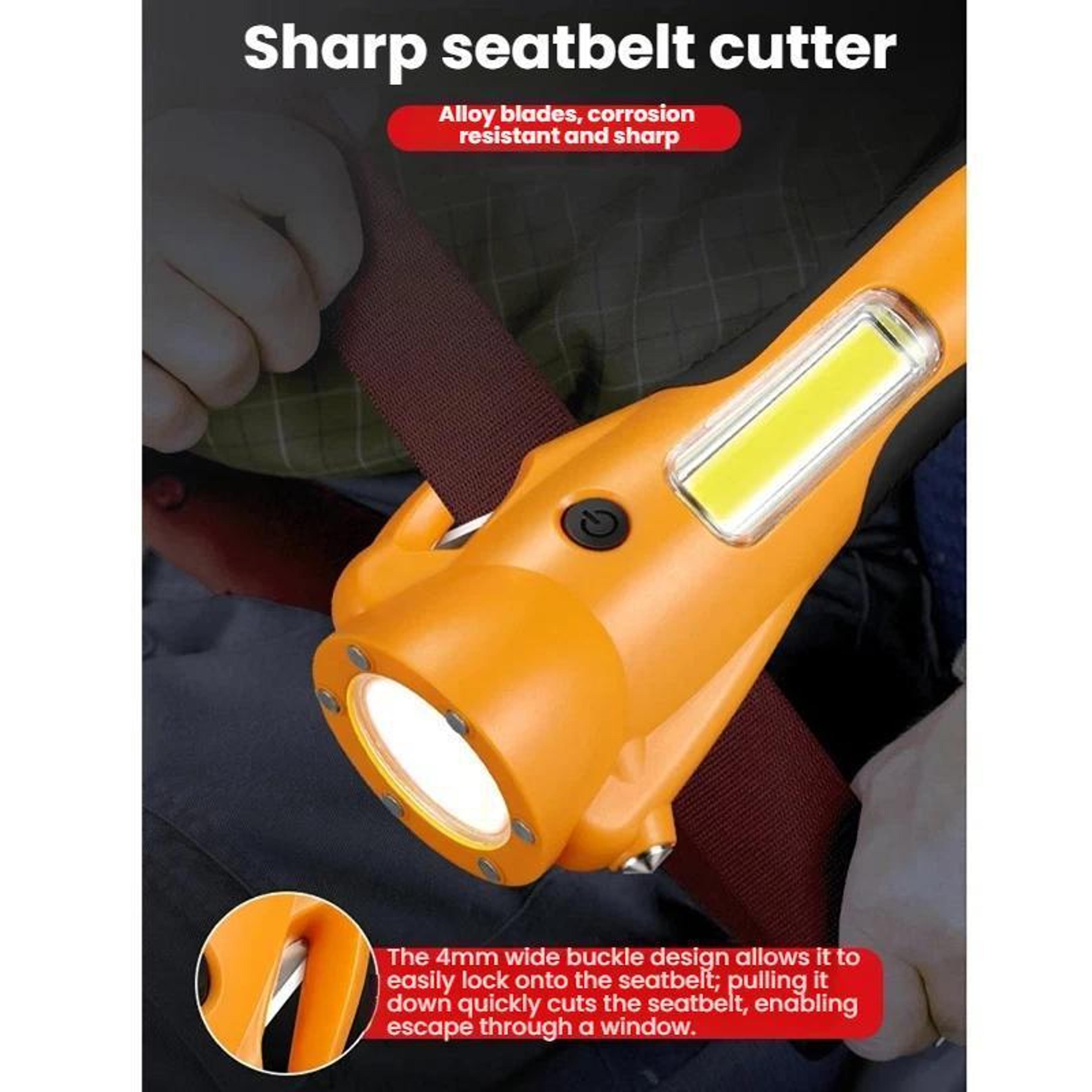Multifunction Rechargeable Magnetic COB Work Light With Car Safety Hammer  Emergency Flashlight 8