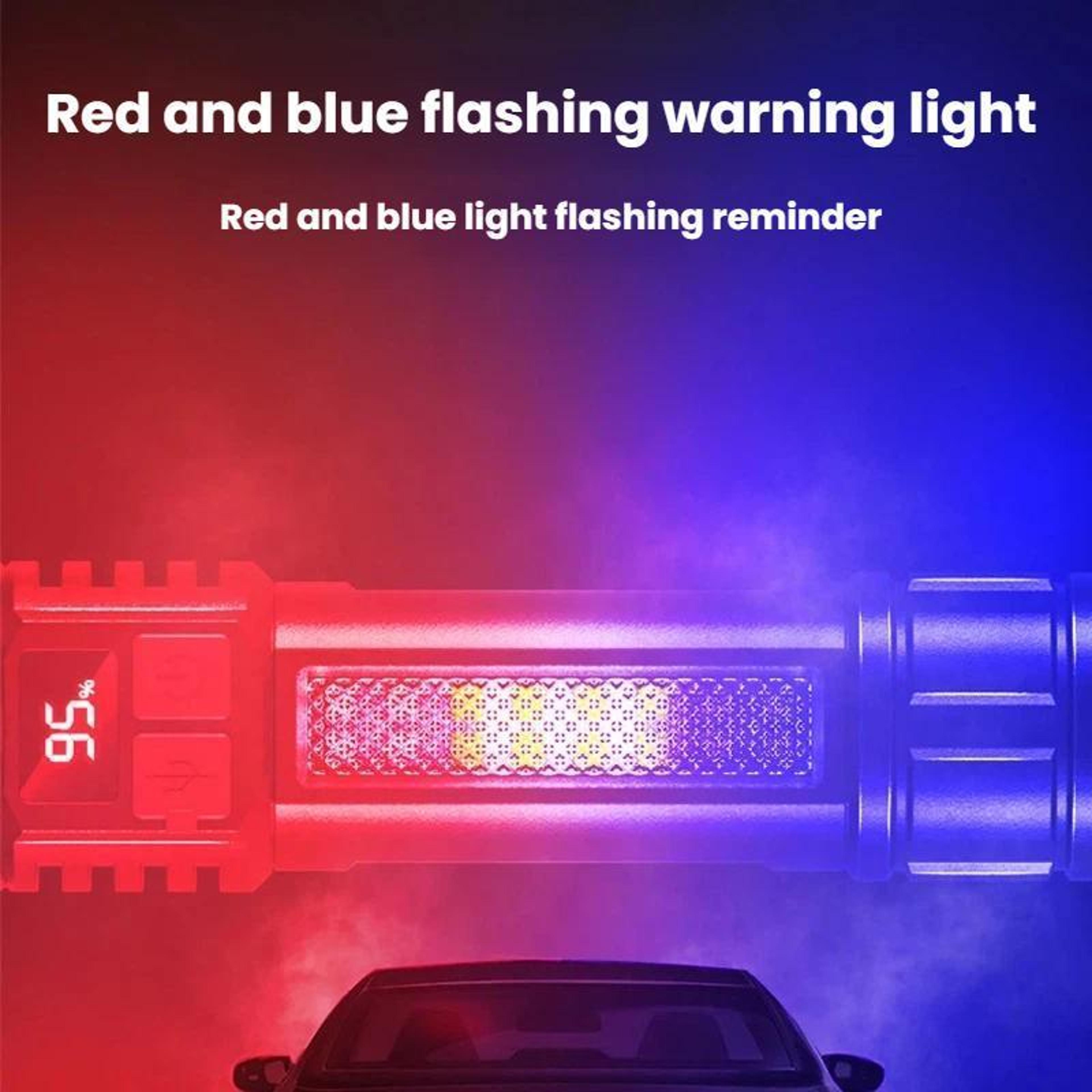 Premium Zoomable LED Digital Display Flashlight With Side Light Rechargeable Portable Torch 6