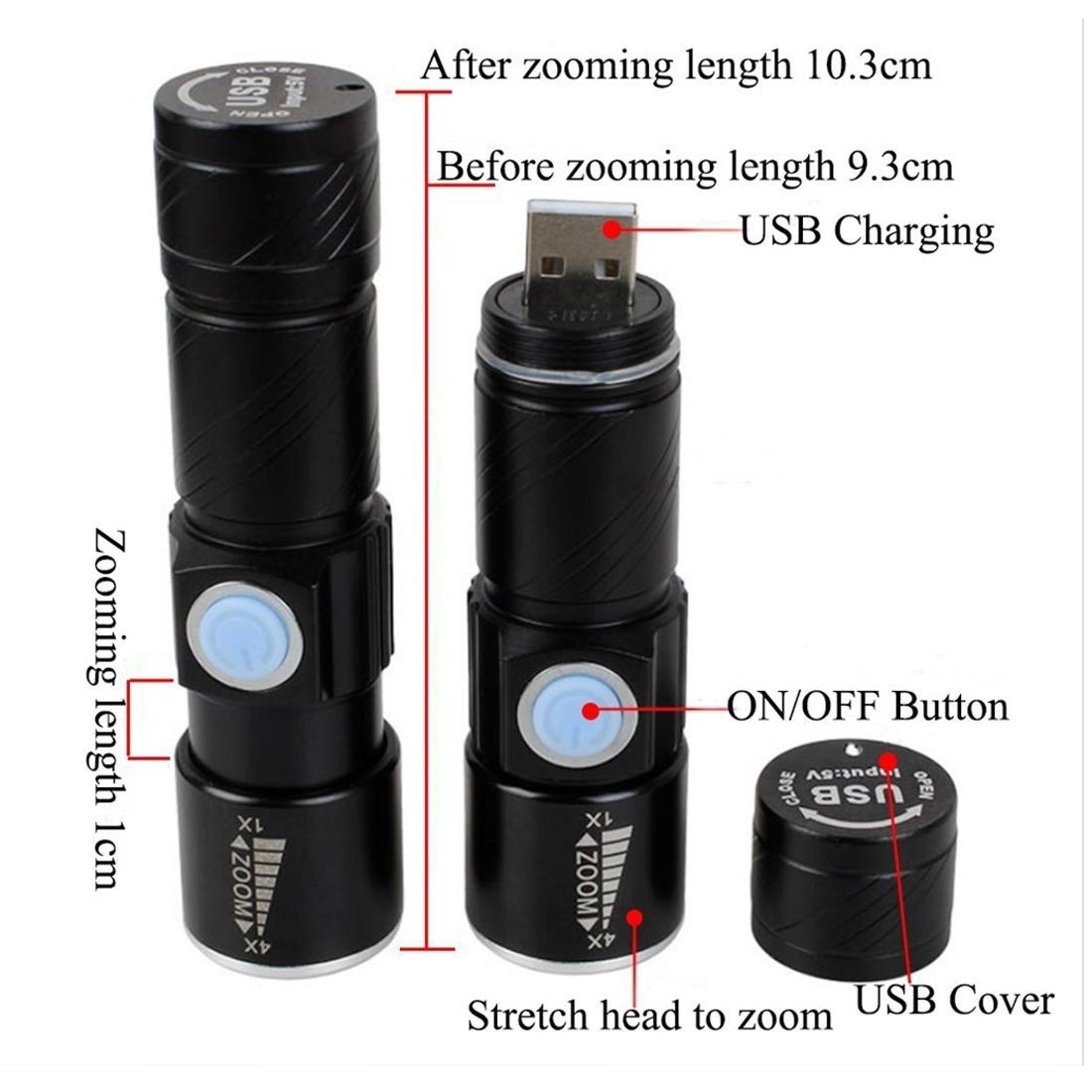 Ultra Bright LED Zoom Flashlight Compact 3 Mode Q5 LED Pocket Torch With Lanyard 5