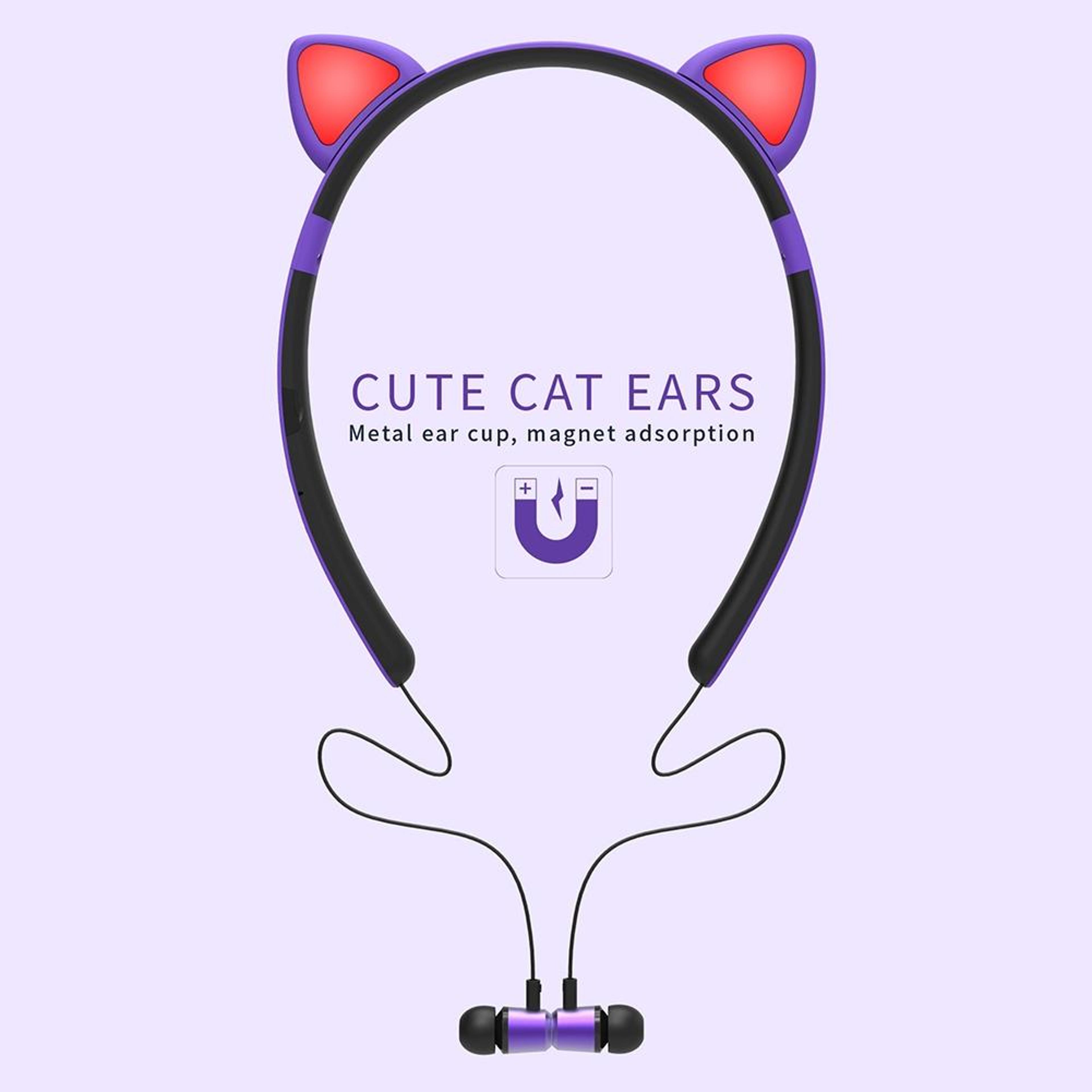 Wireless Bluetooth Cat Ear Headphones LED Light Portable Stereo HIFI Mic Headset 9