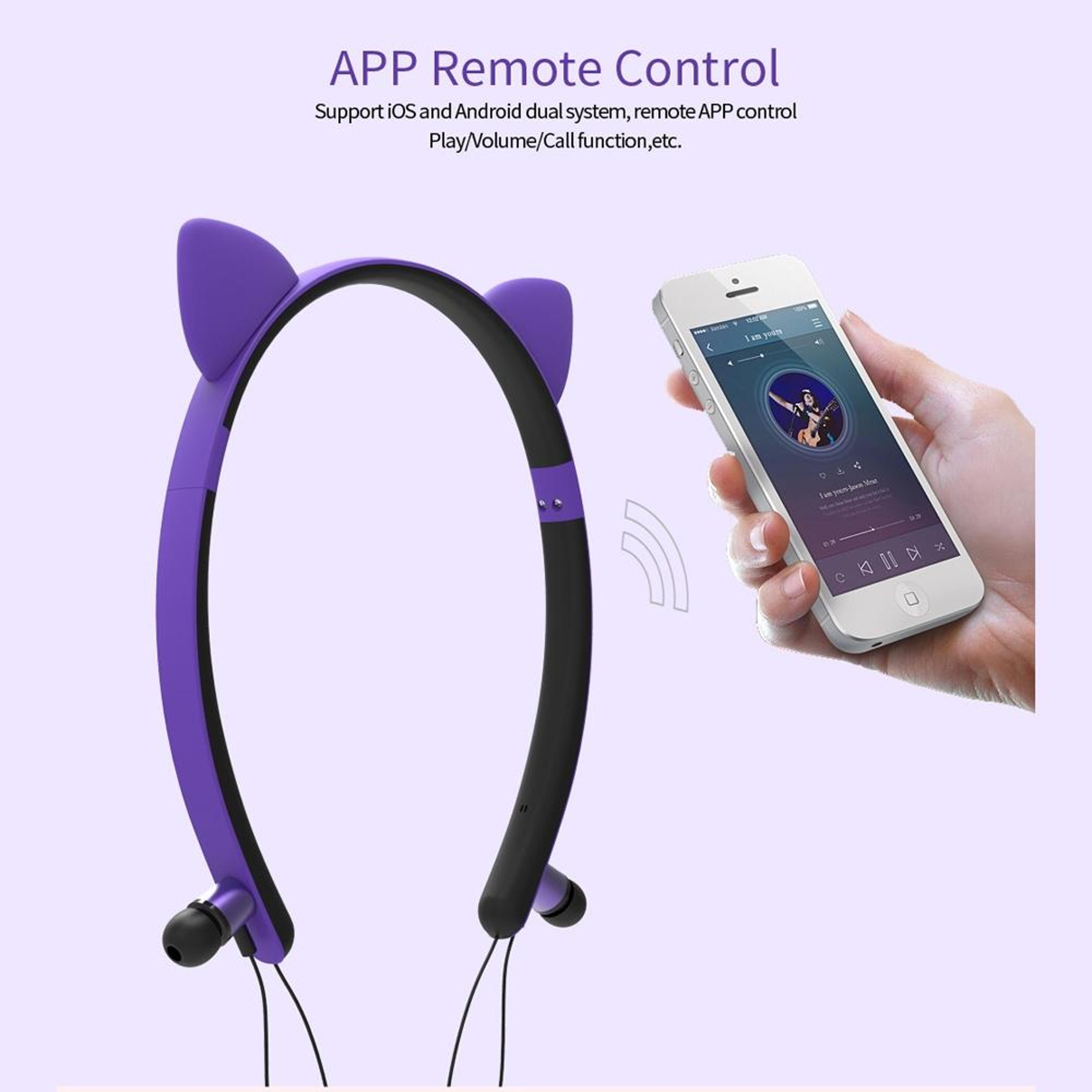 Wireless Bluetooth Cat Ear Headphones LED Light Portable Stereo HIFI Mic Headset 3