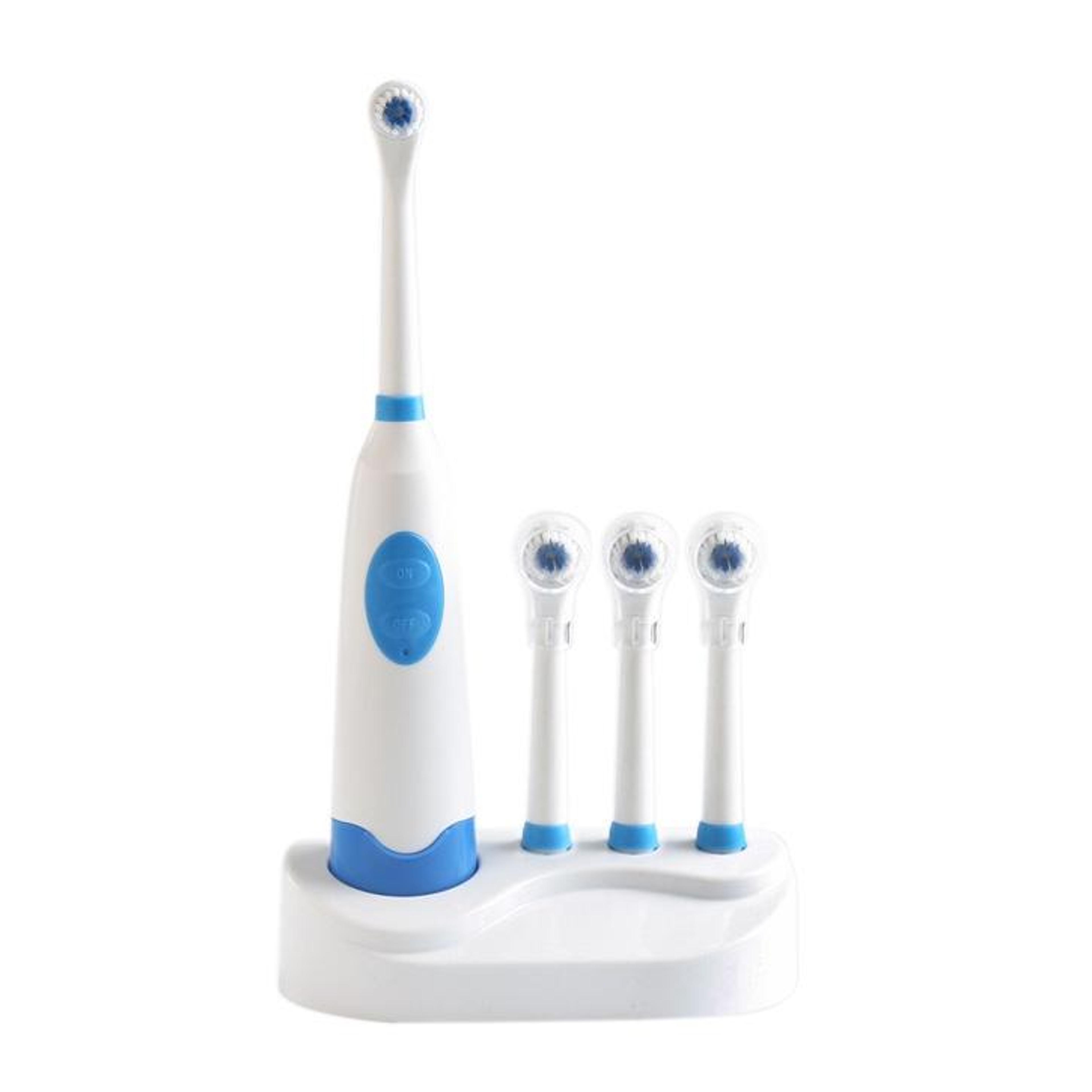 waterproof rotary electric toothbrush set with 4 replacement heads & storage base