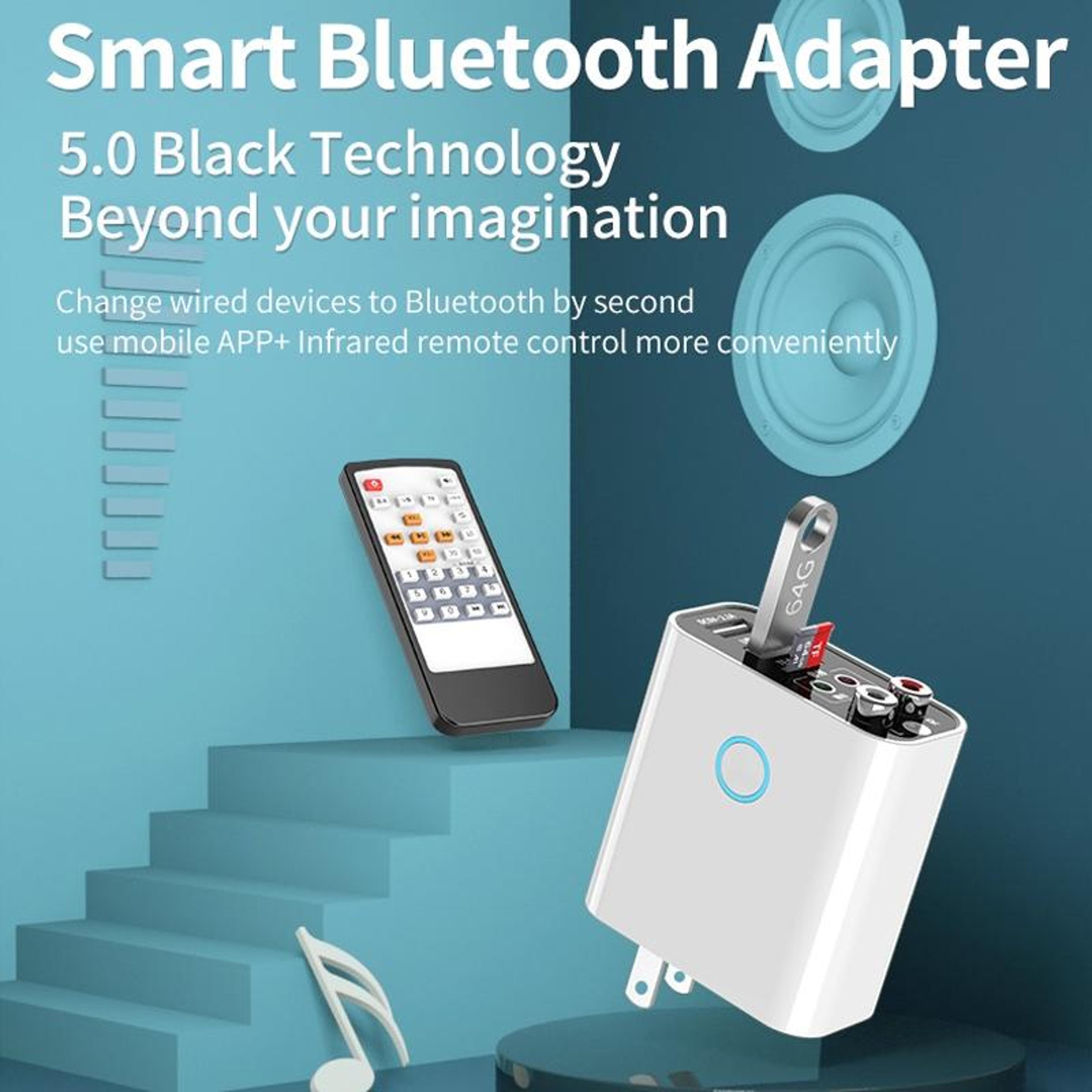 Premium Bluetooth Audio Transmitter  Receiver Dual Output Adapter With Remote Control 1