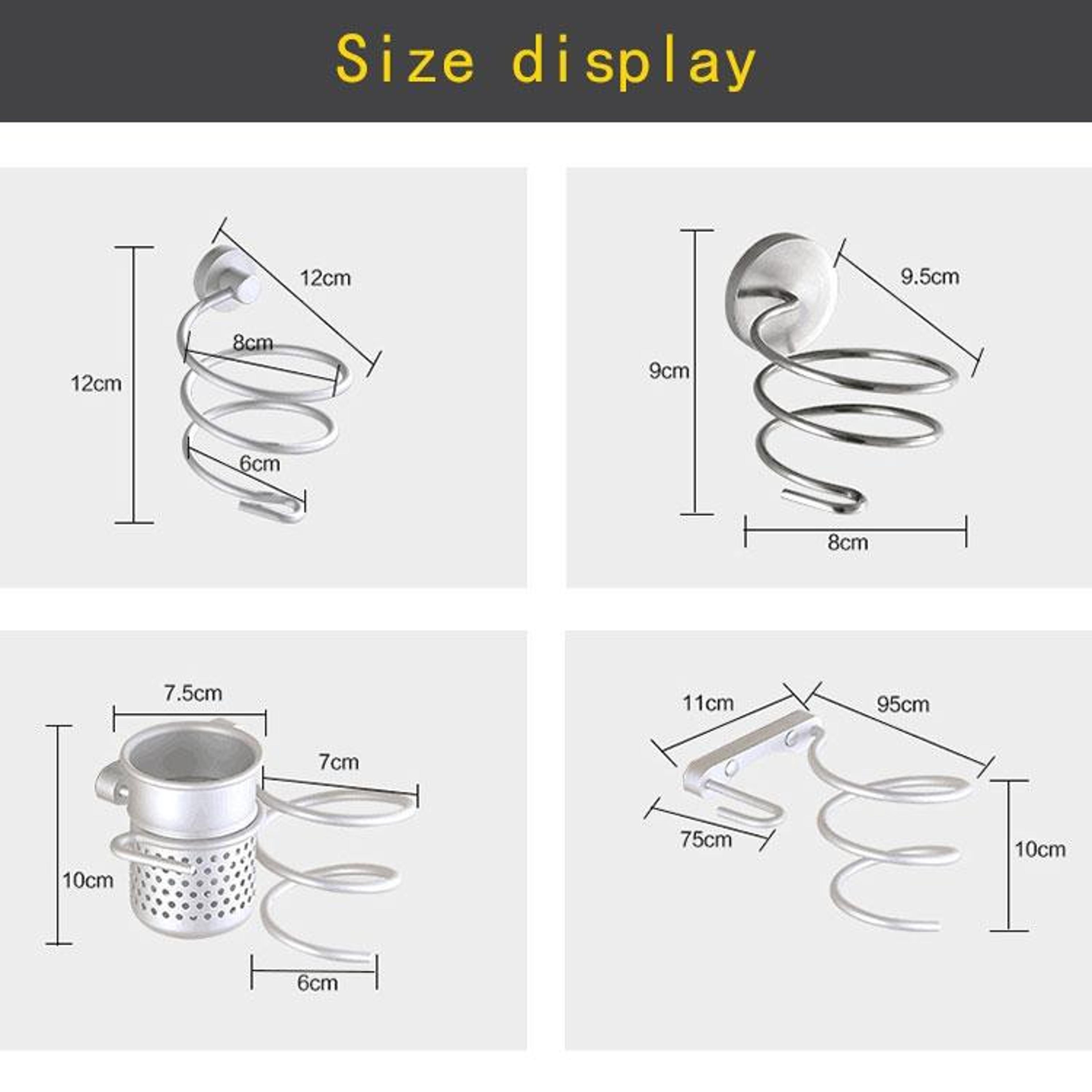 Space Saving Hair Dryer Holder Wall Mount Organizer Rack For Bathroom  Vanity Storage 4