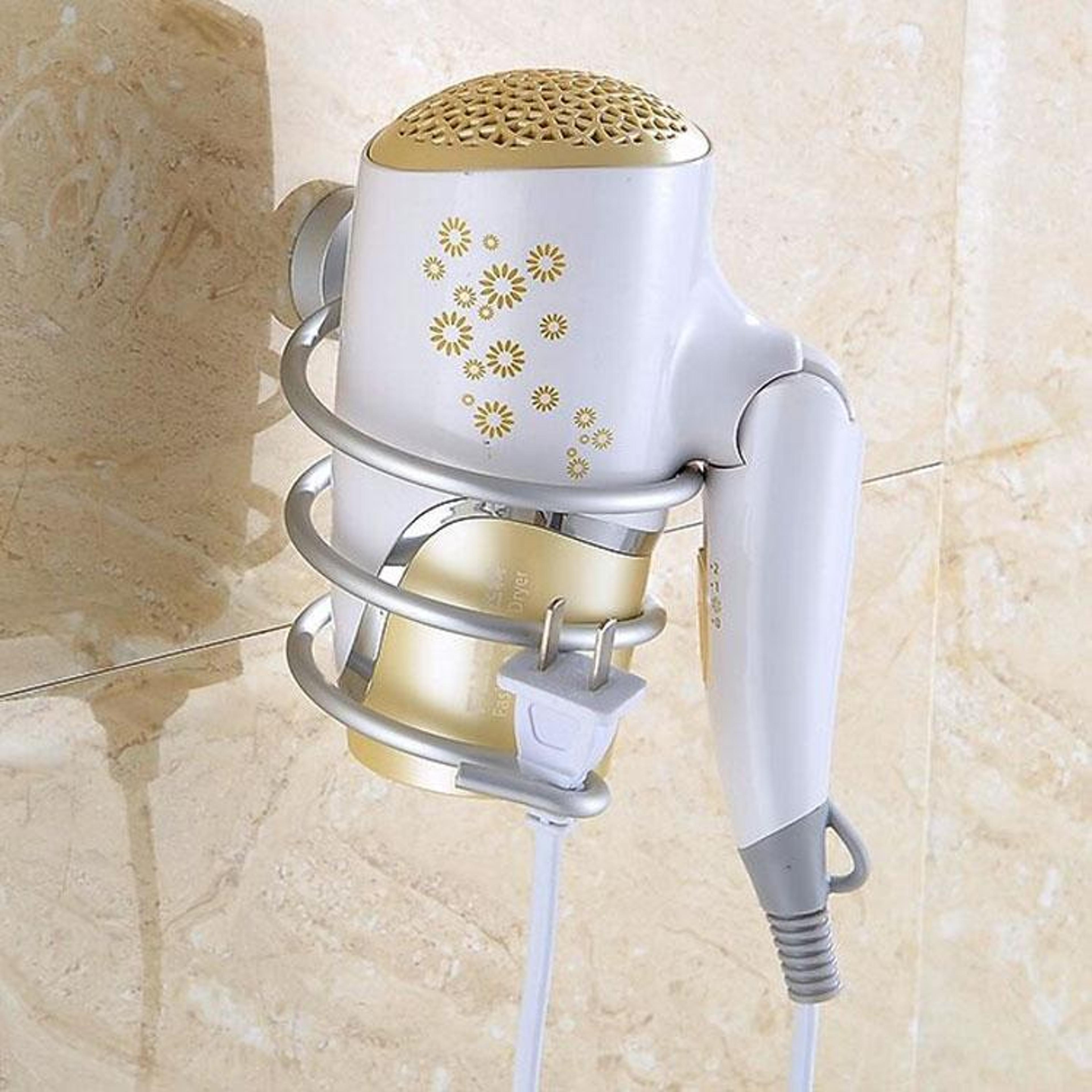 Space Saving Hair Dryer Holder Wall Mount Organizer Rack For Bathroom  Vanity Storage 5