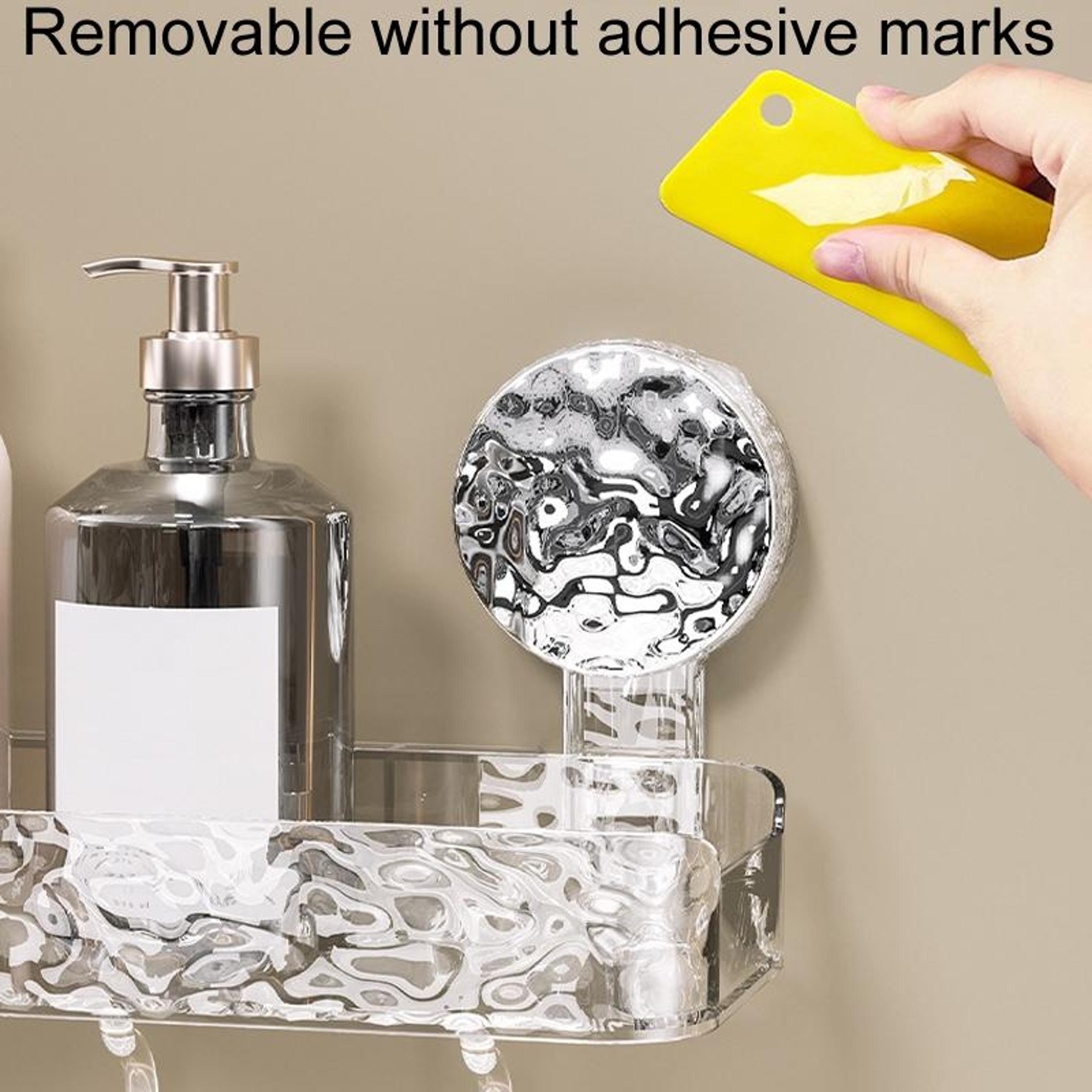 No Drill Bathroom Suction Shelf Wall Mounted Shower Organizer Rack 6