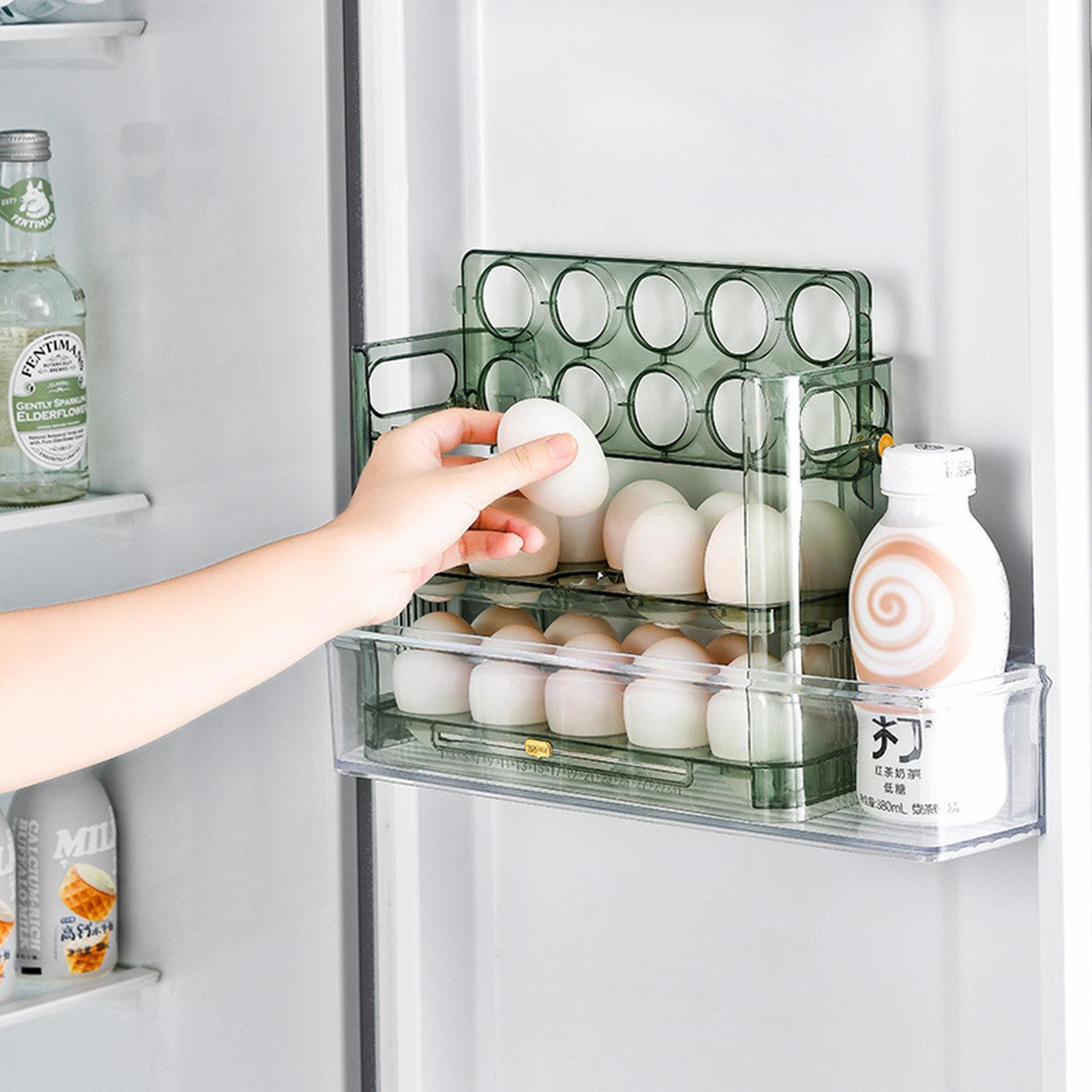 Refrigerator Door Organizer With Date Tracker Tier Flip Up Egg Holder For Refrigerator 2