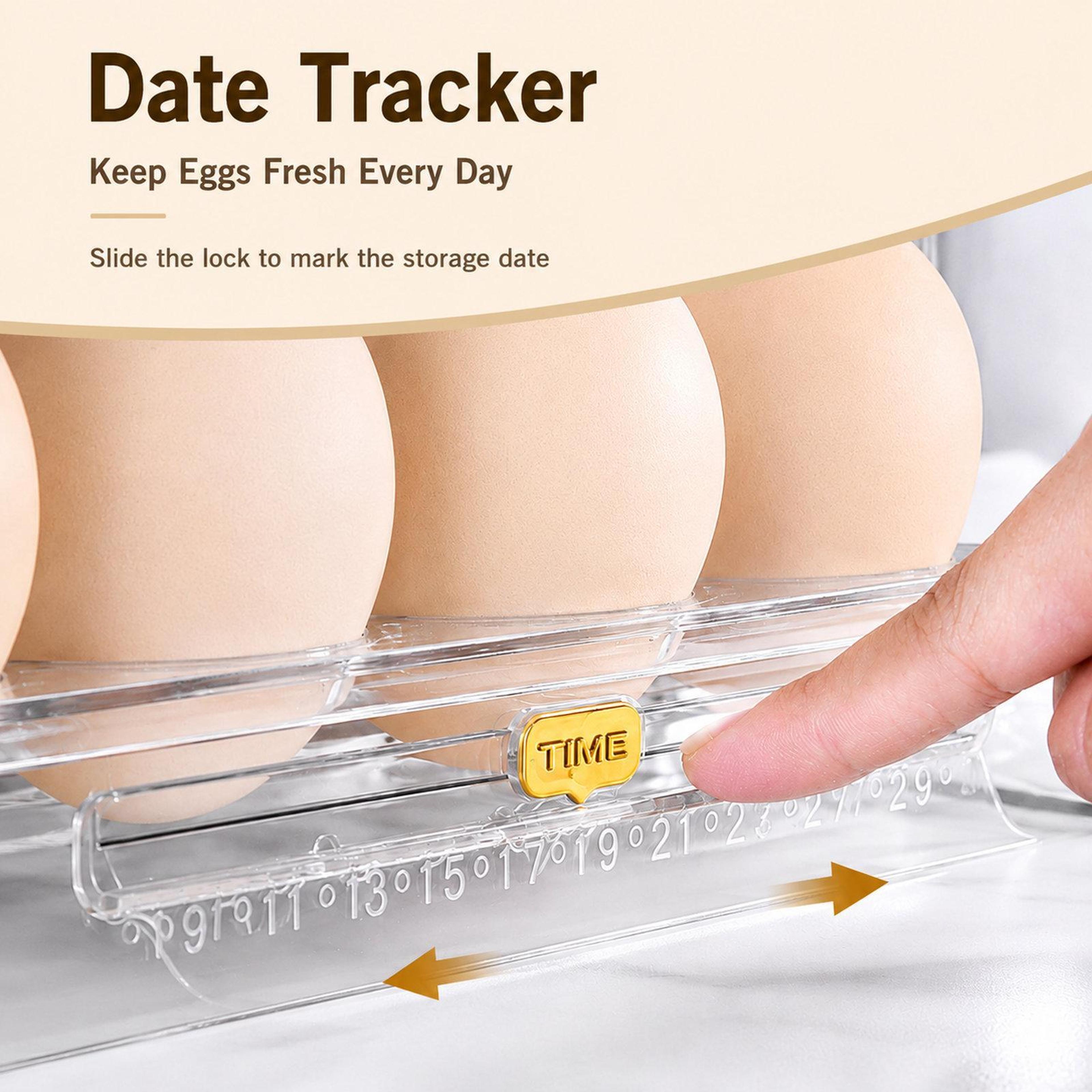 Refrigerator Door Organizer With Date Tracker Tier Flip Up Egg Holder For Refrigerator 4