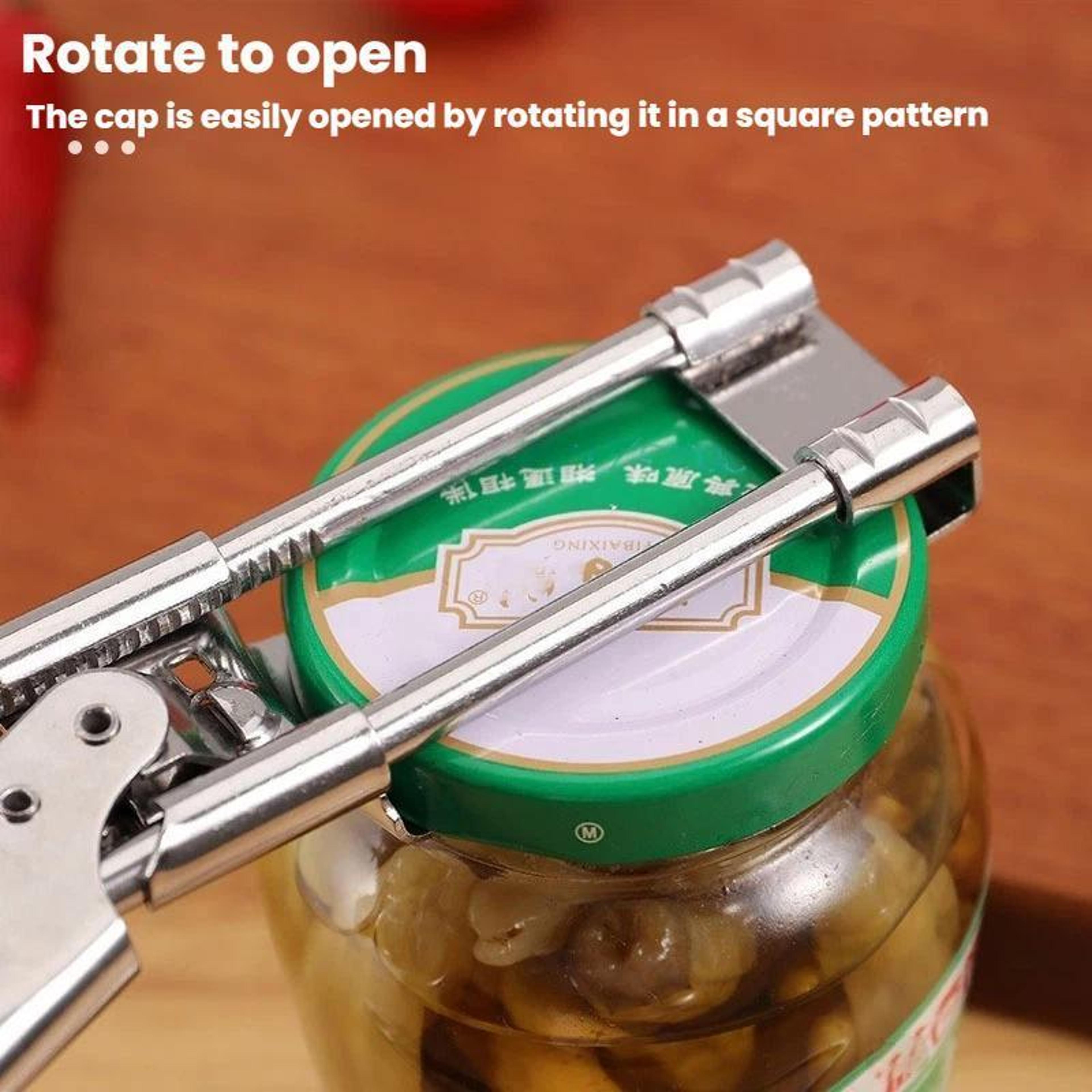 Adjustable Jar  Bottle Opener Tool With Non Slip Stainless Steel Grip 2
