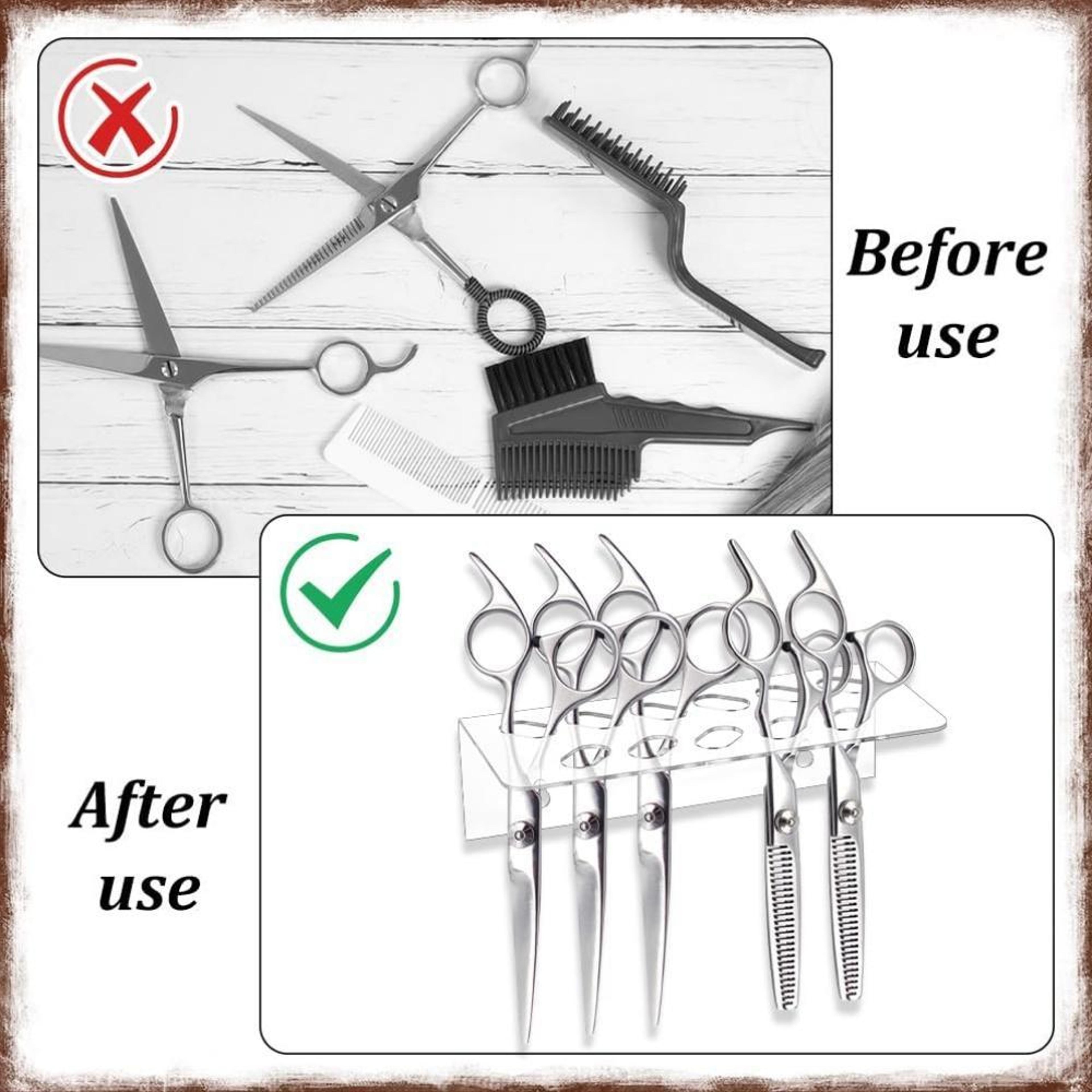 Acrylic Wall Mounted Scissor Holder Organizer For Barber  Salon Tools 4