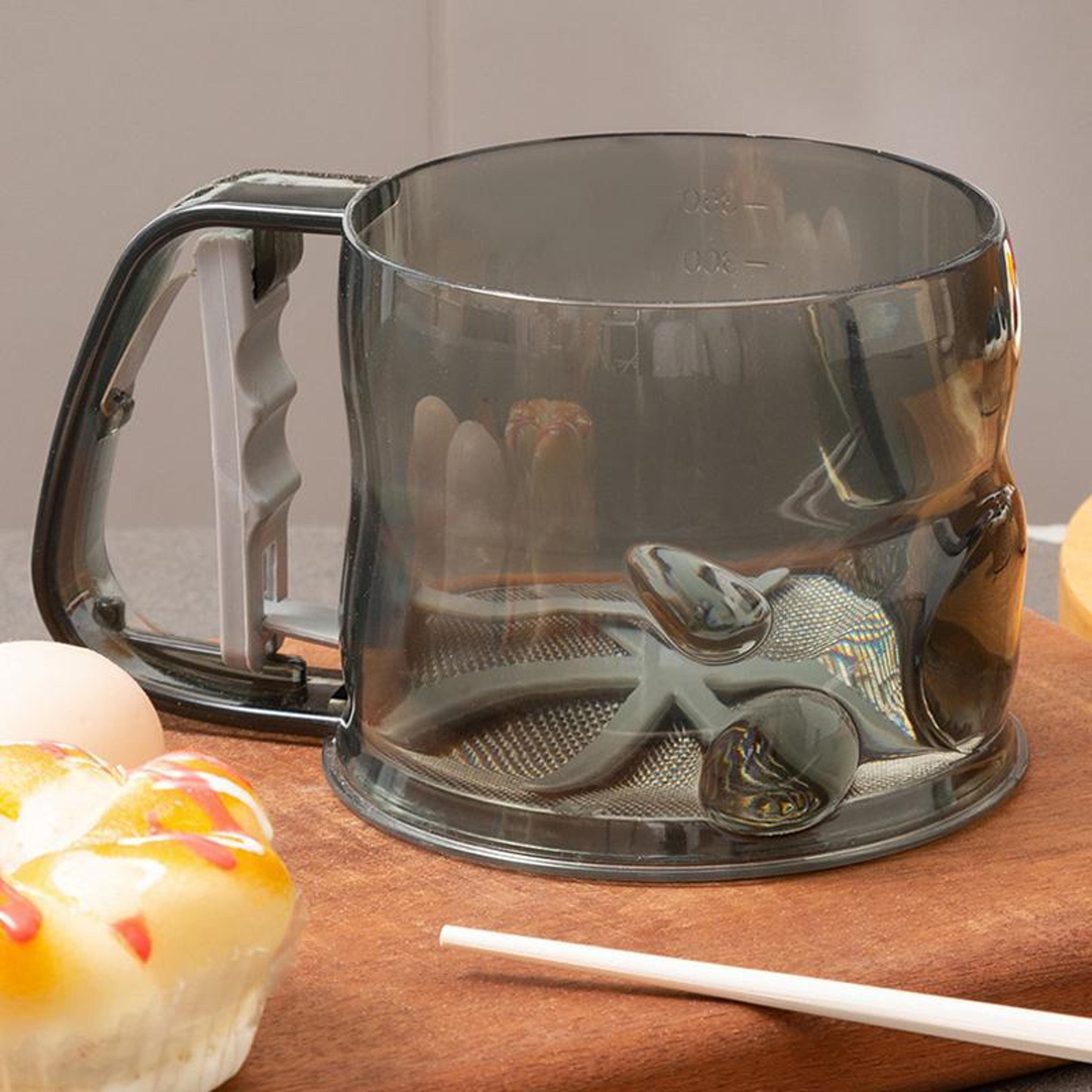 Semi Automatic Flour Sifter With Measuring Cup Fine Mesh Baking Tool 1