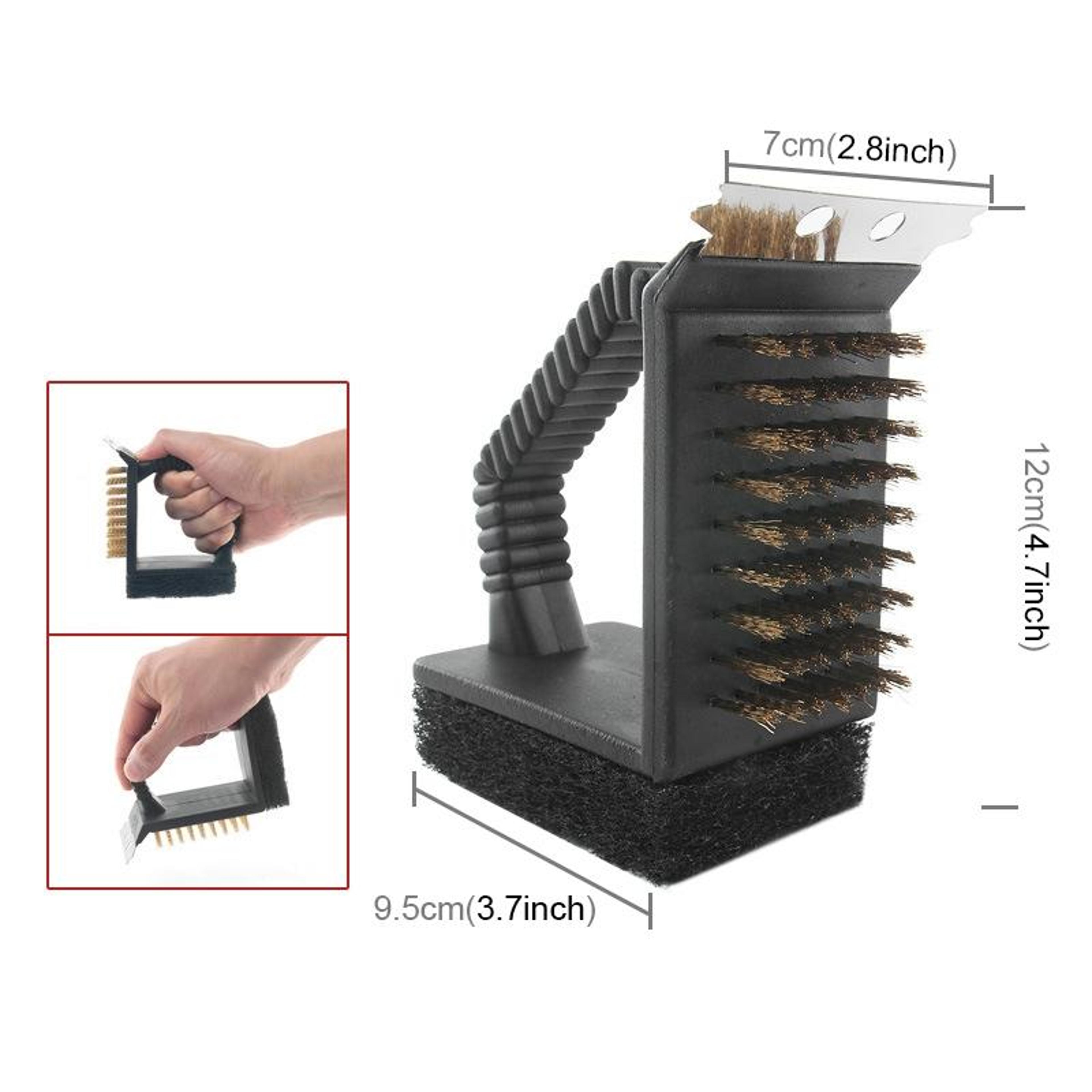 BBQ Grill Brush With Copper Wire Bristles  Triangular Deep Clean Design 5